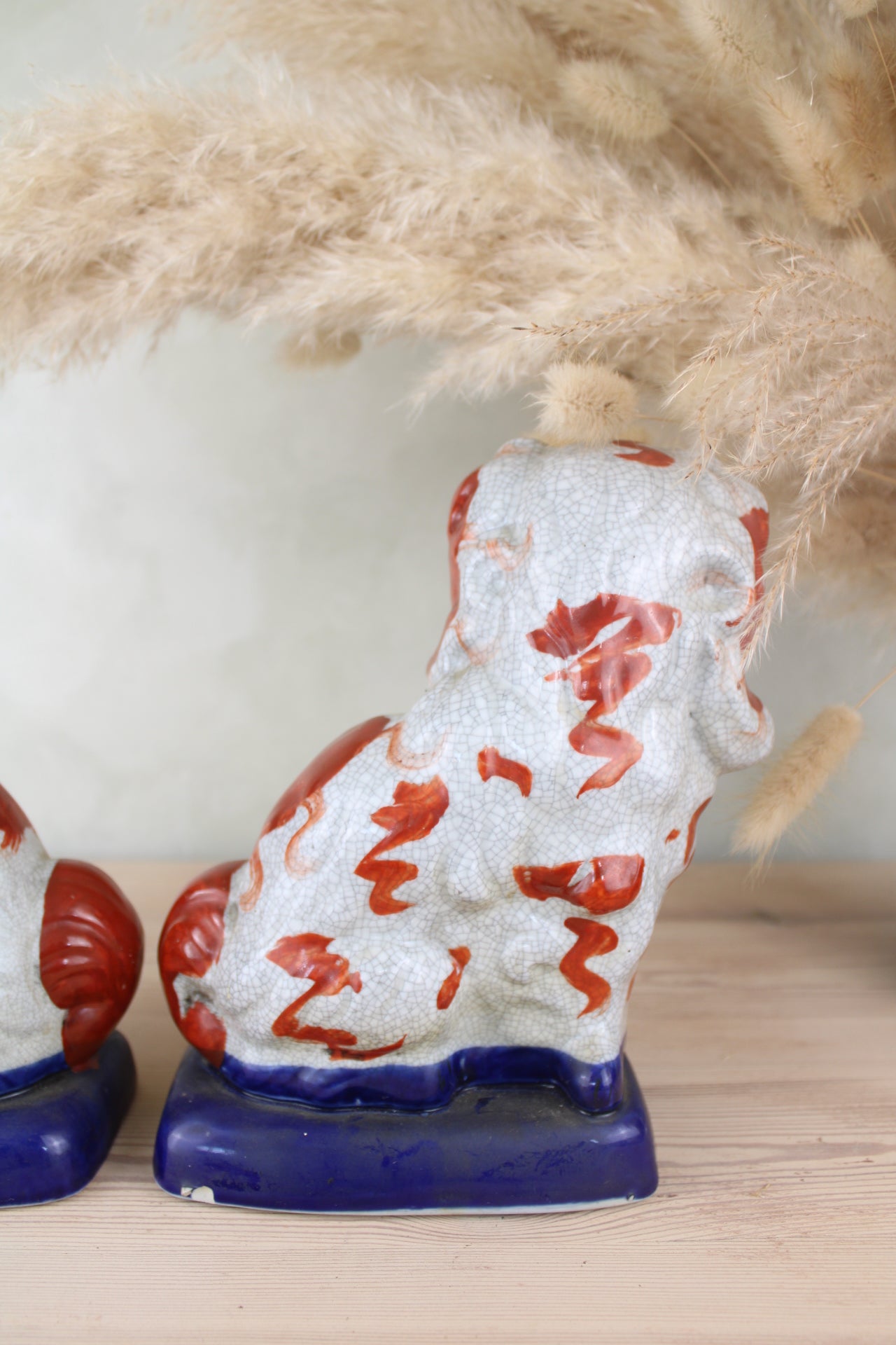 Red and Blue Pair of Staffordshire Dogs