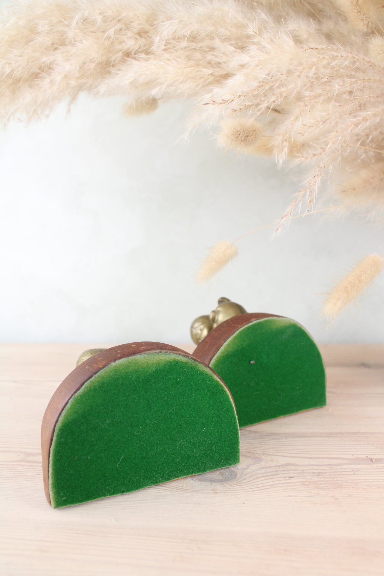 Boy and Pig Cute Wood and Brass Bookends