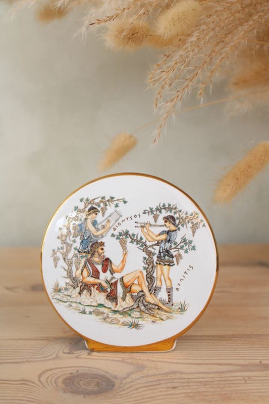 Greek Style Round Plaque Vase