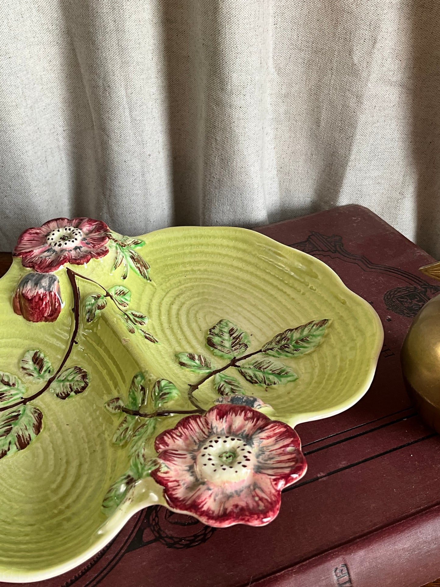 Antique Staffordshire made floral serving bowl