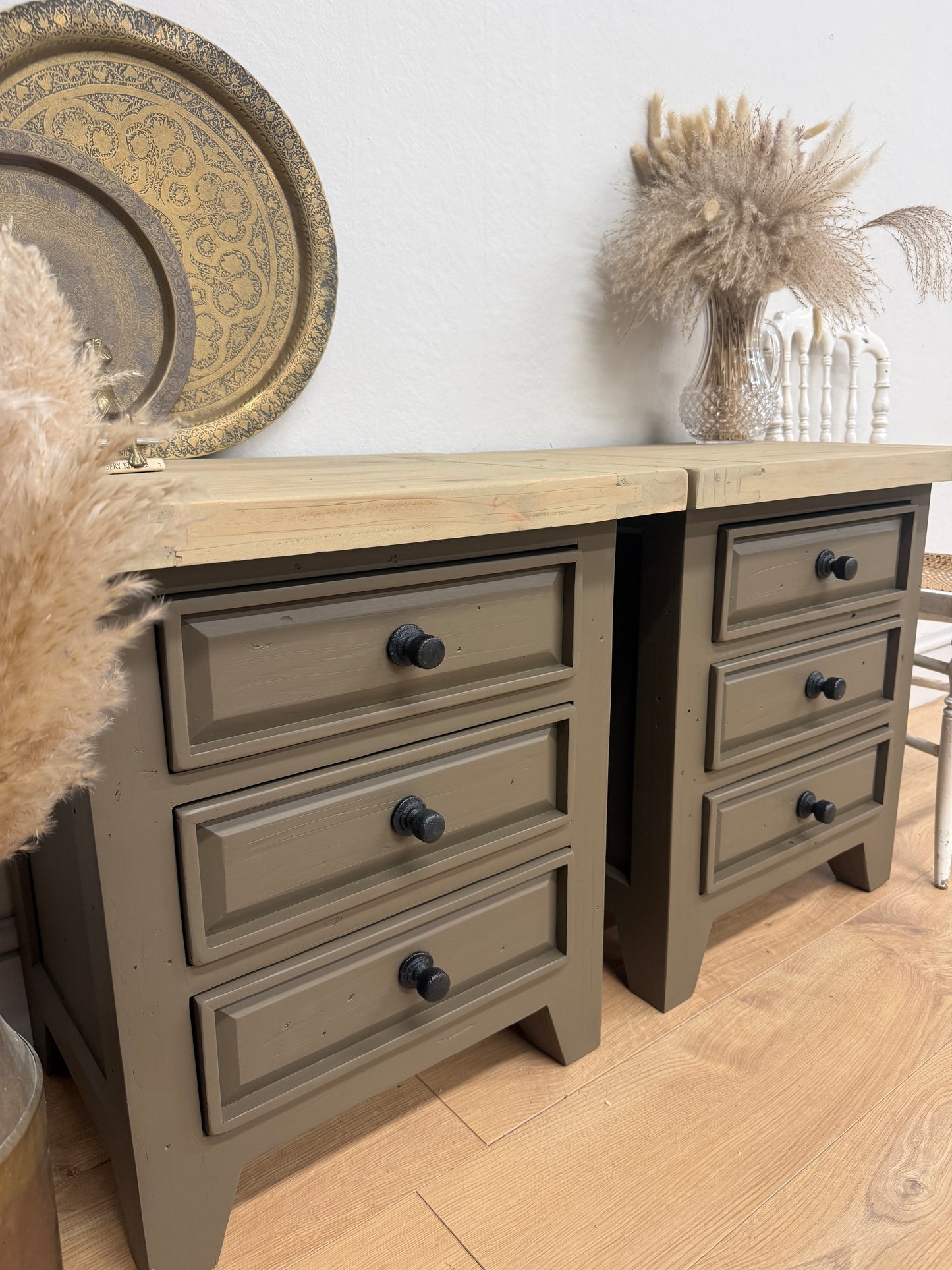 Pair of Rustic painted bedside drawers