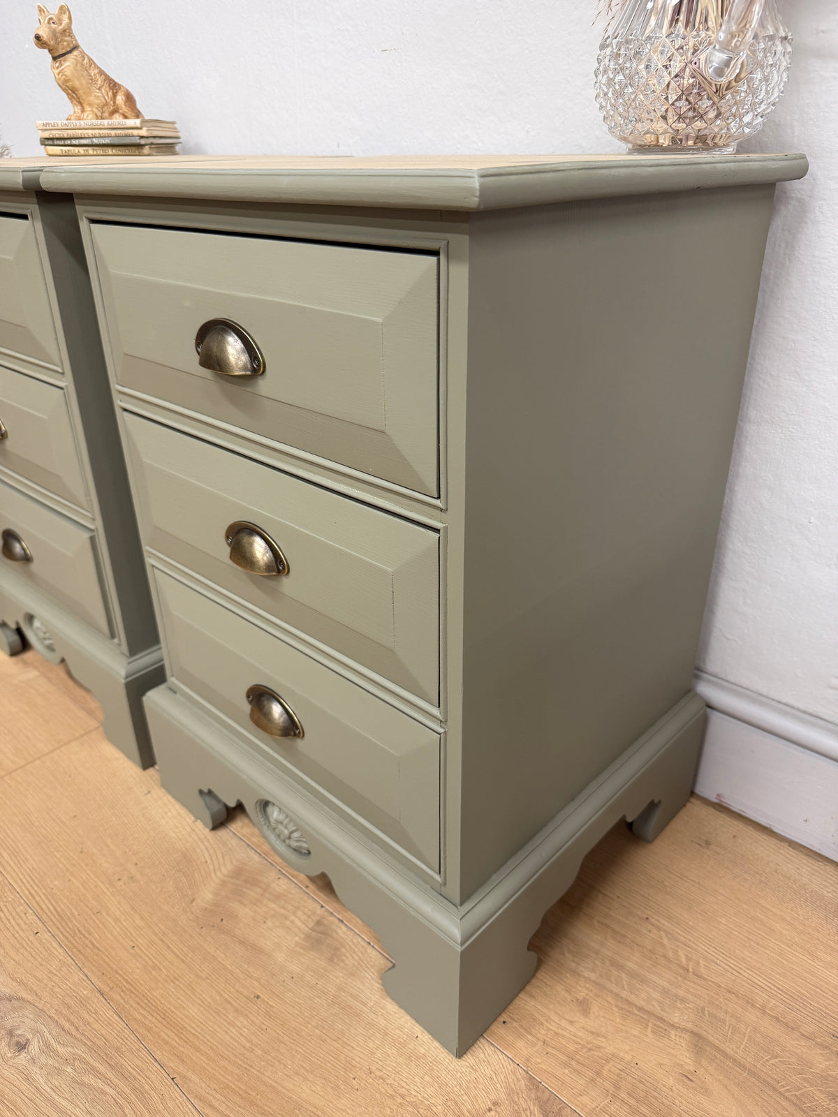 Pair of solid pine painted bedside cabinets