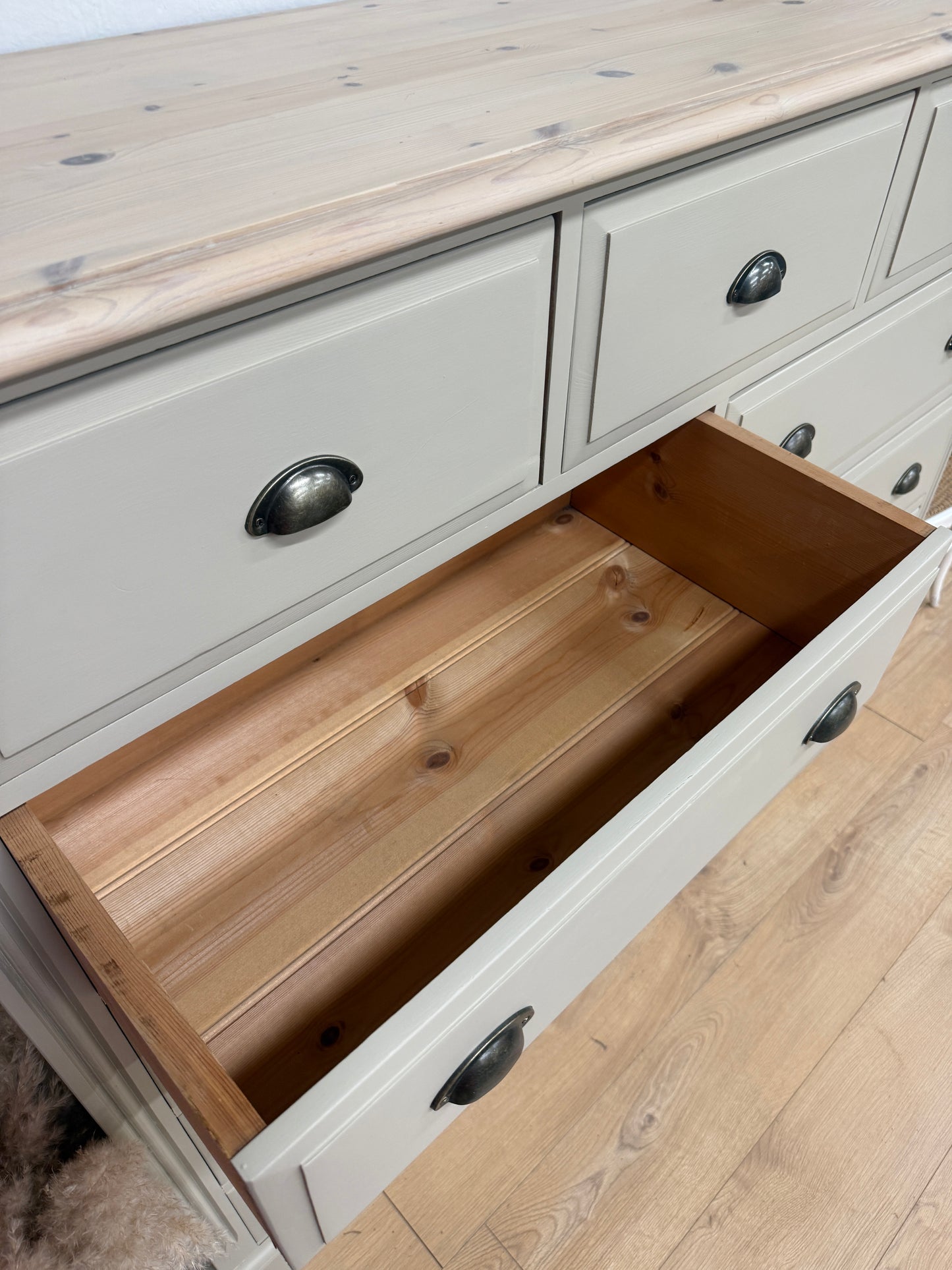 X large solid pine painted chest of drawers