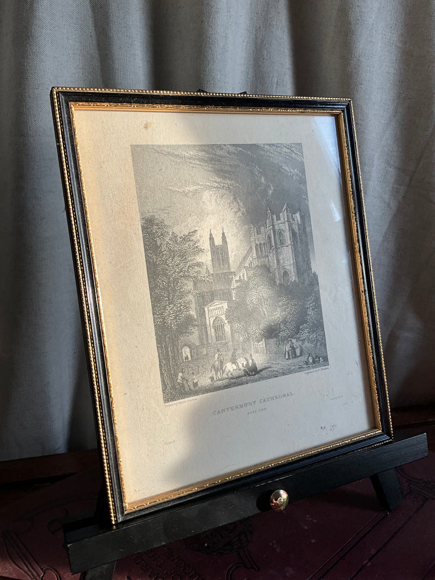 Vintage framed print of Canterbury cathedral