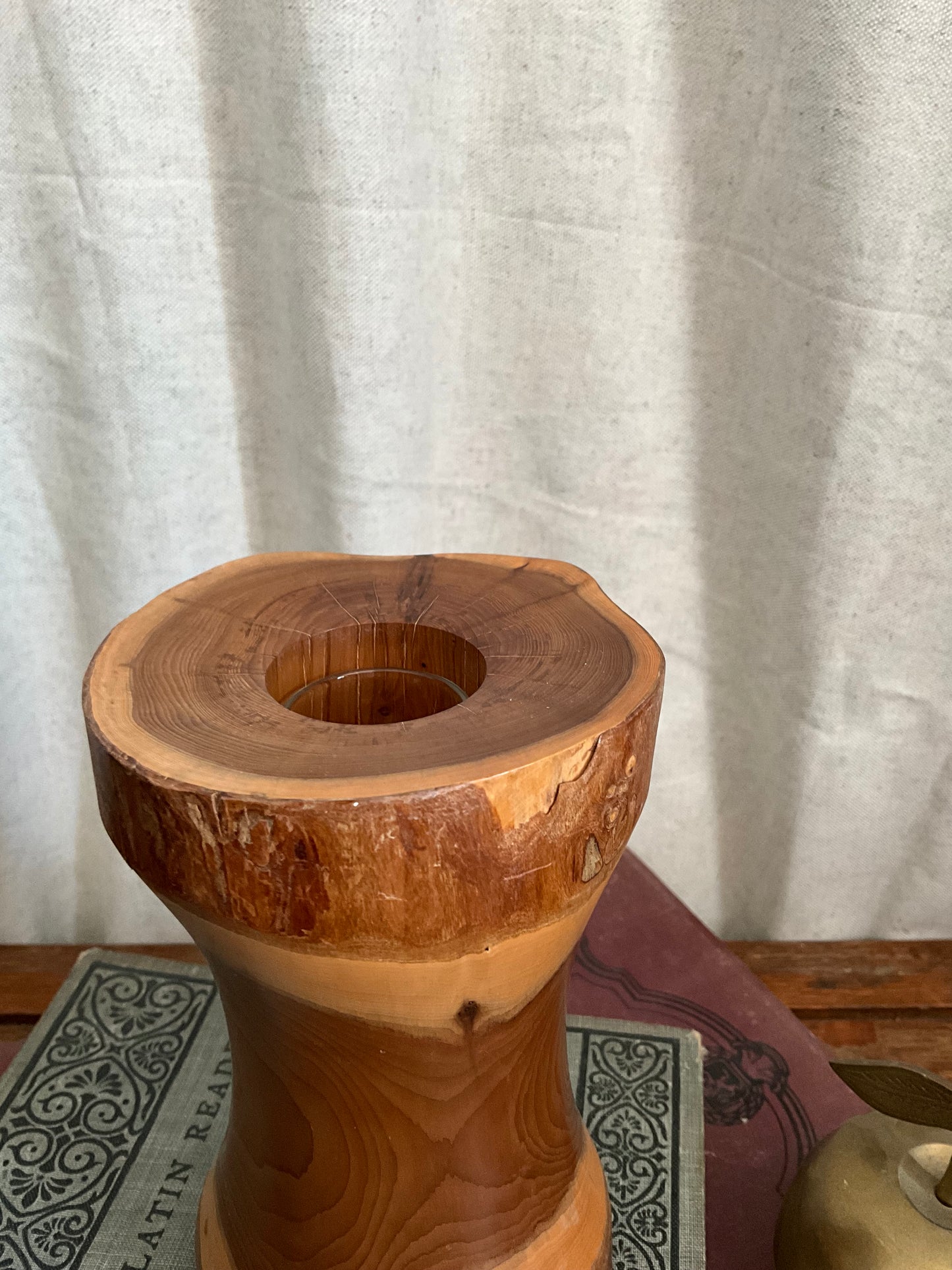 Handmade Scottish yew tree candle holder