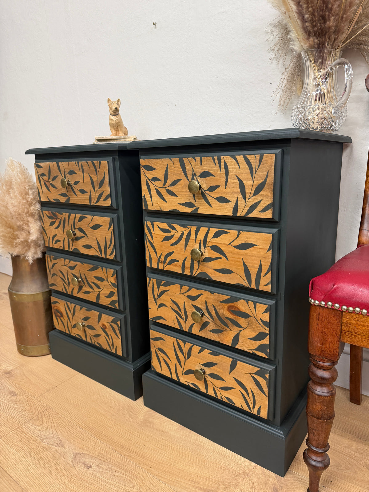 Solid pine painted bedside cabinets