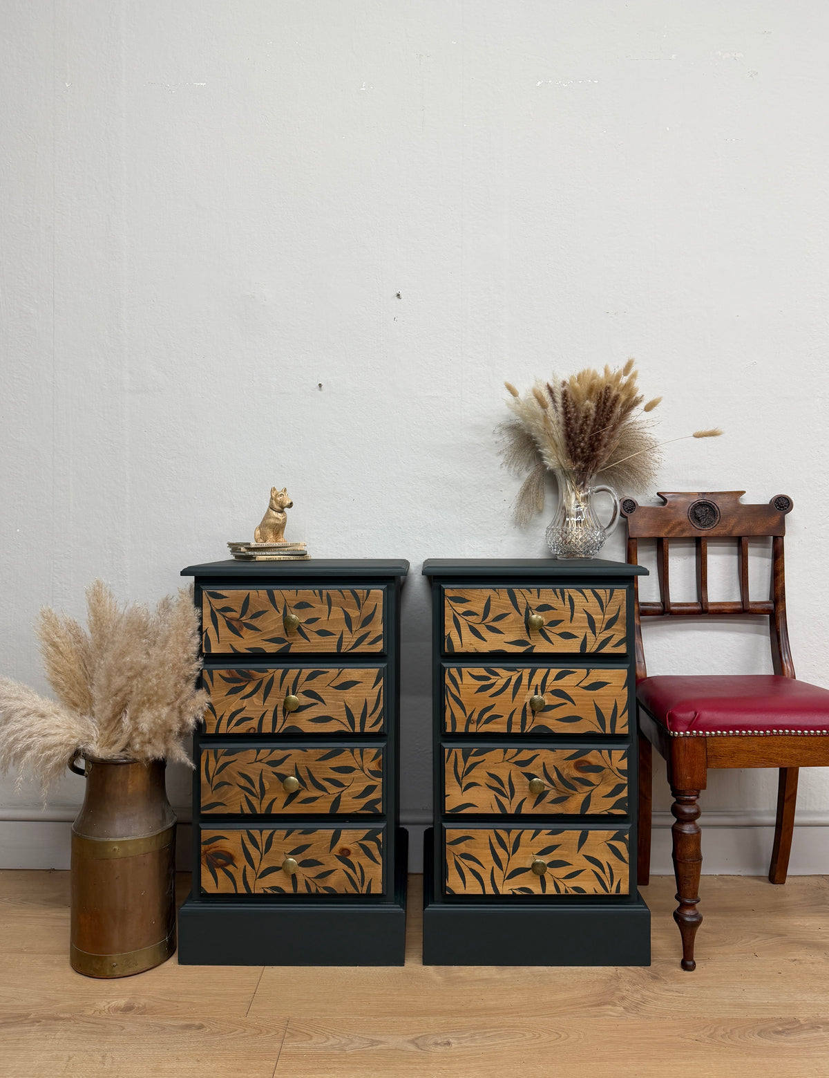 Solid pine painted bedside cabinets