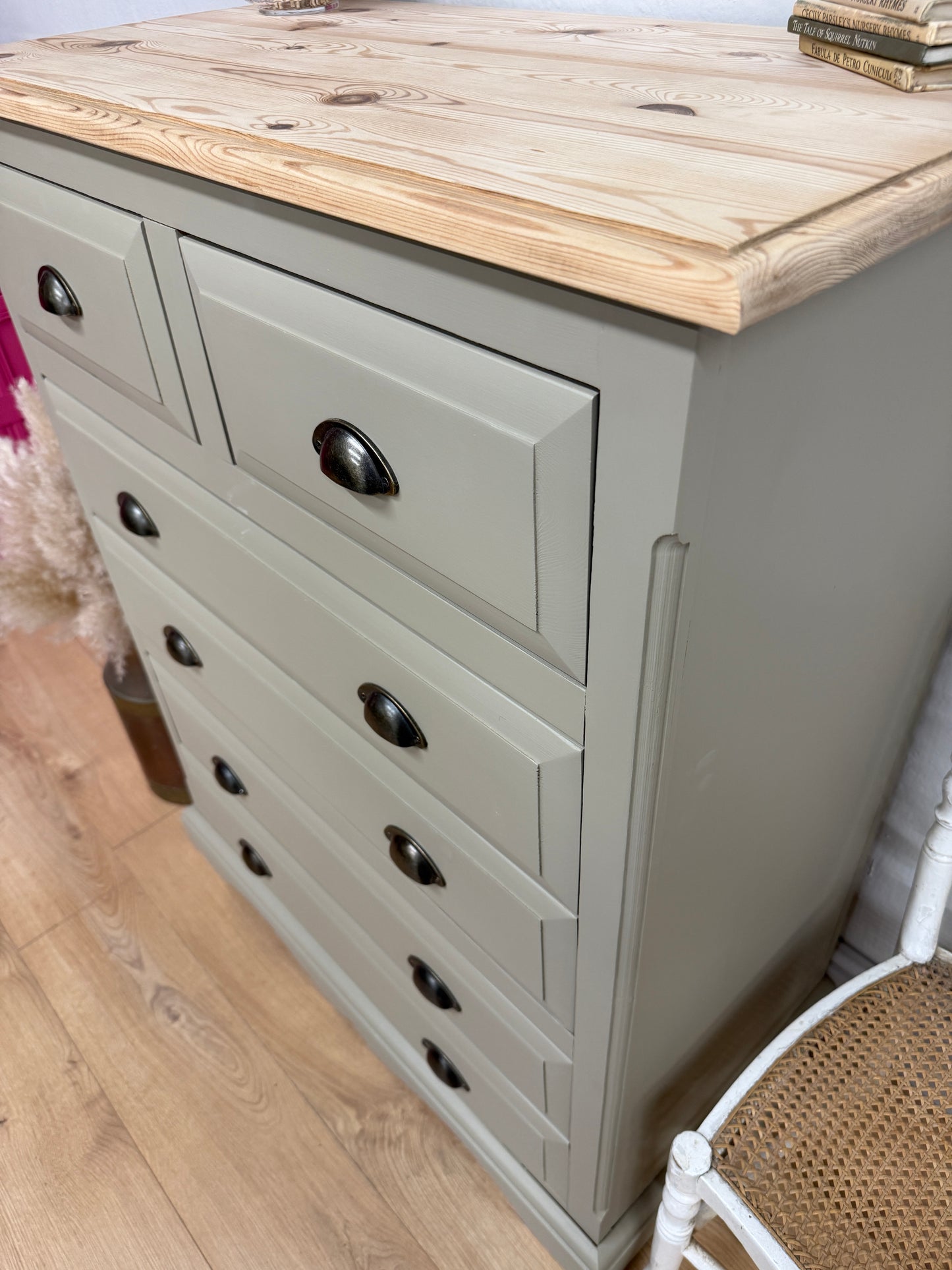 Solid pine painted chest of drawers