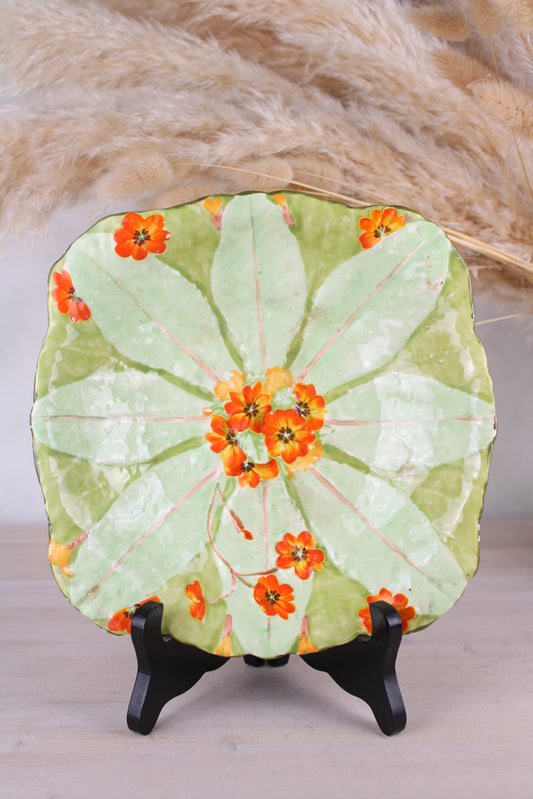 Hand Painted Rubian Art Green Leaf Flower Bowl