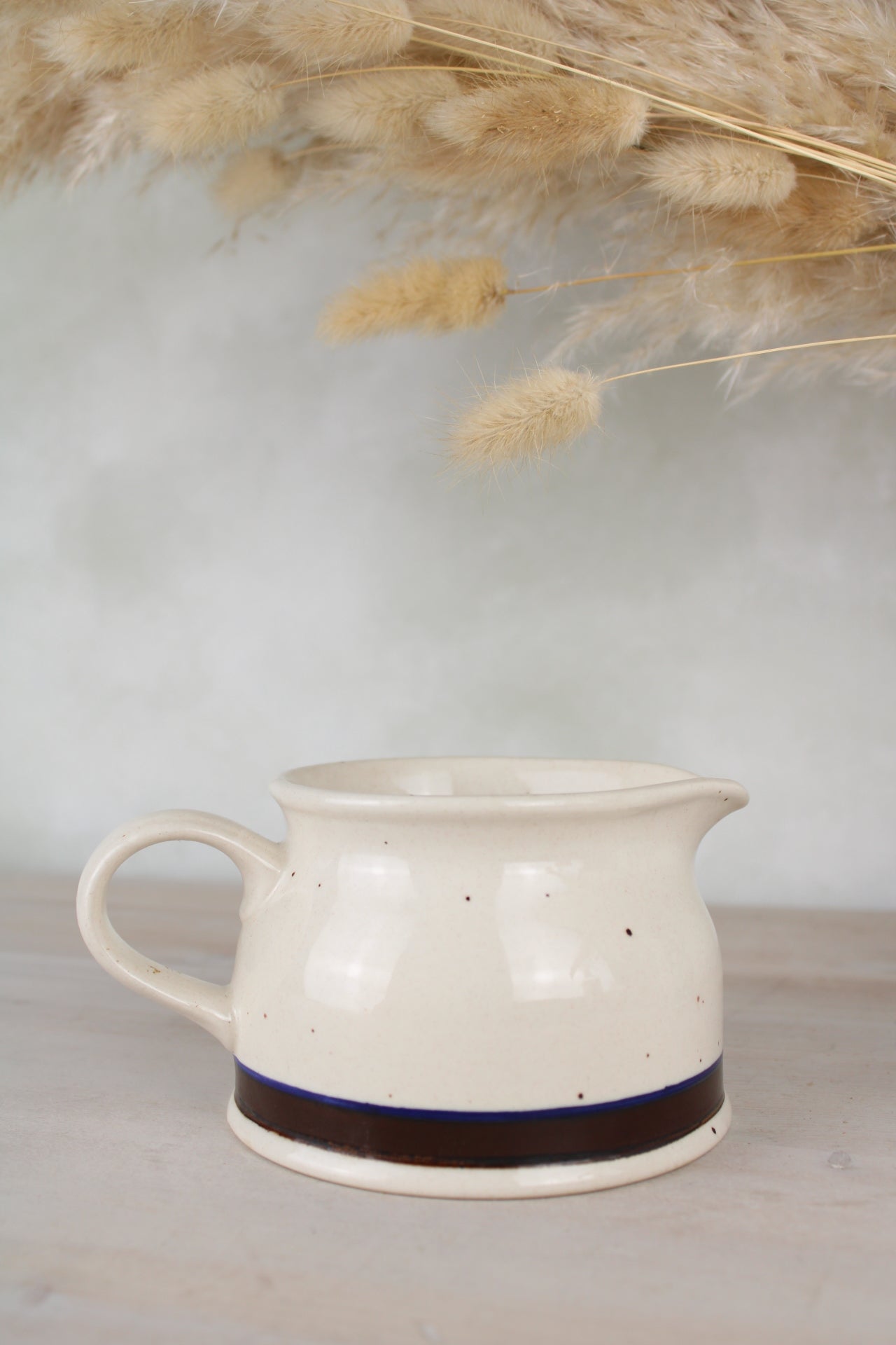 Brown Stripe Ceramic Farmhouse Style Sauce Jug