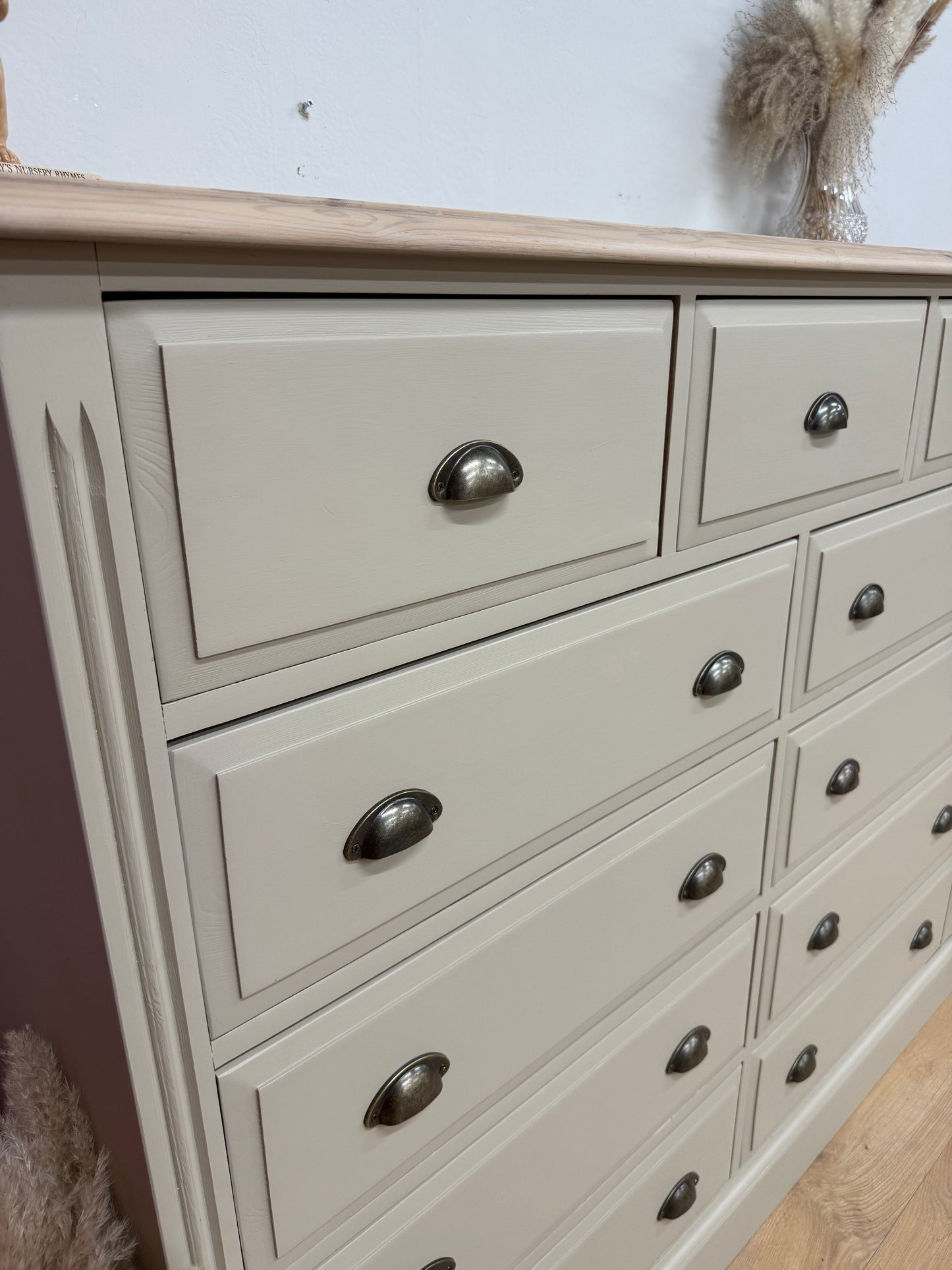 X large solid pine painted chest of drawers