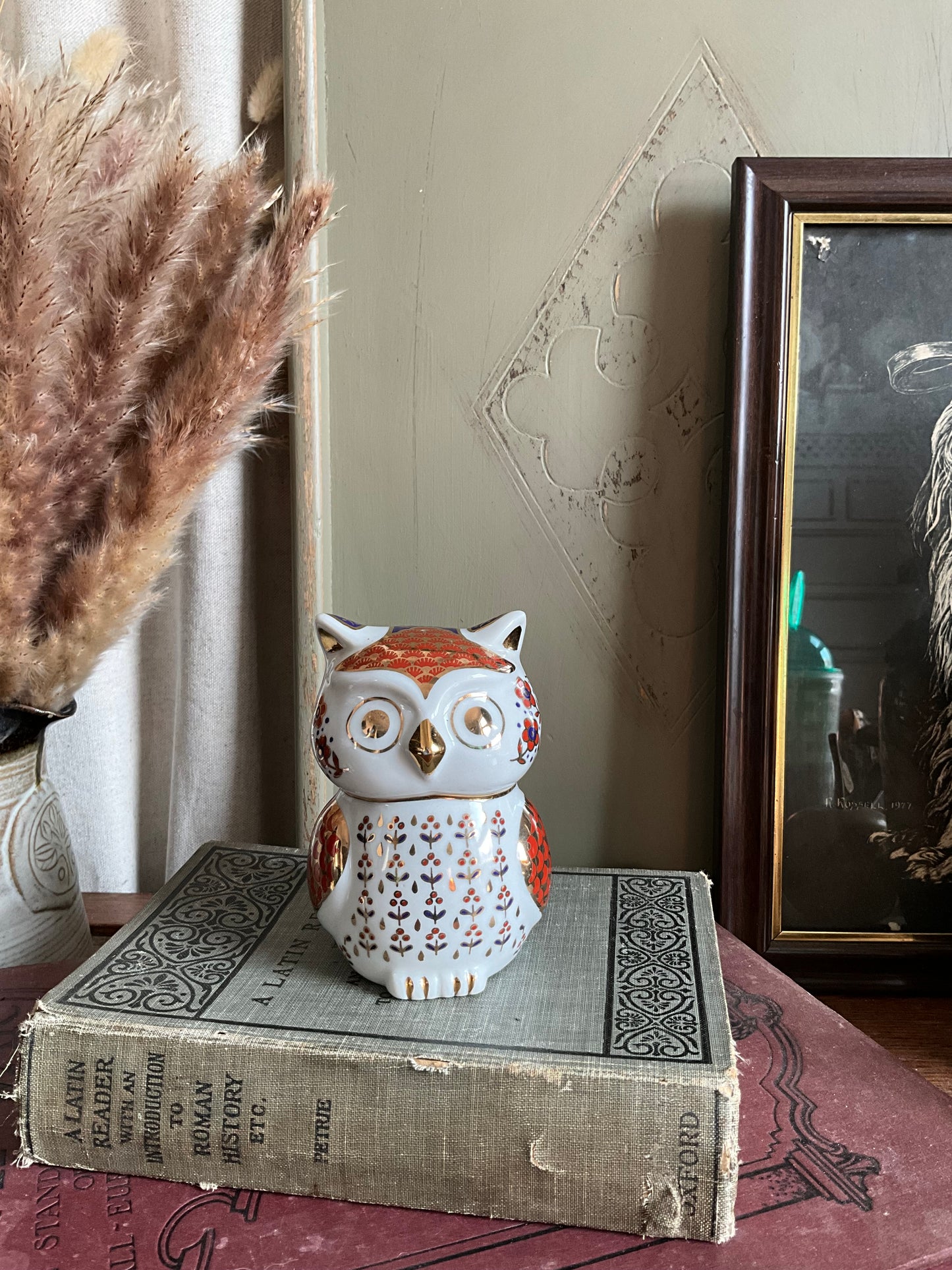 Vintage crown derby style owl figurine