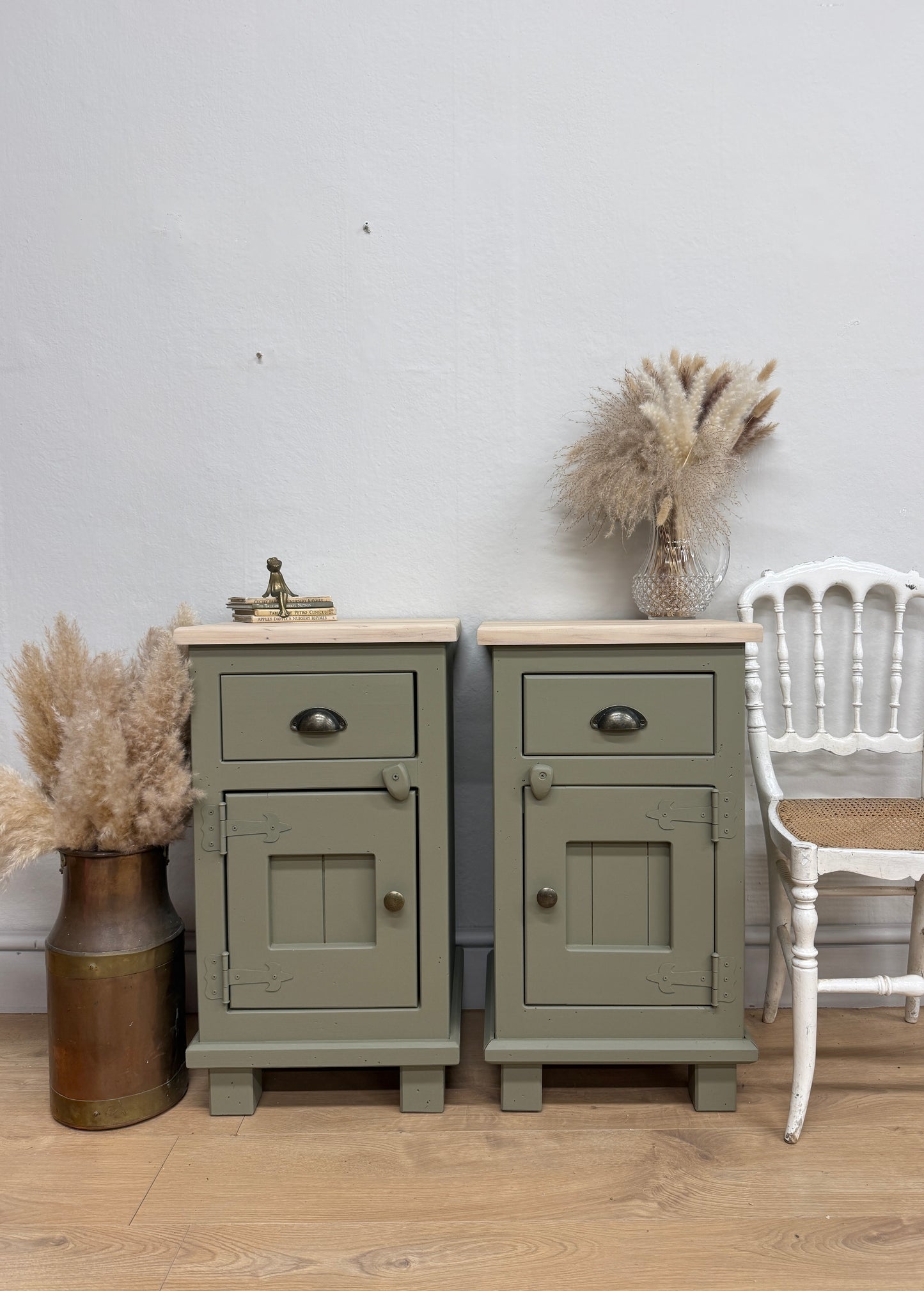 Pair of Rustic Solid Pine Bedside Cabinets