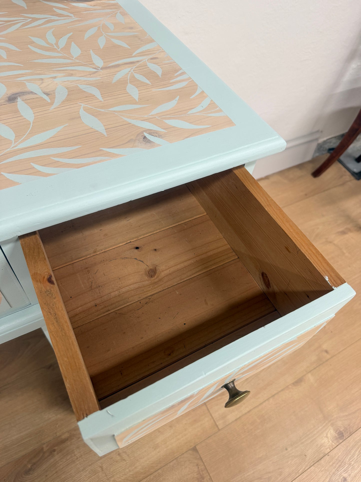 Solid pine painted and stenciled desk