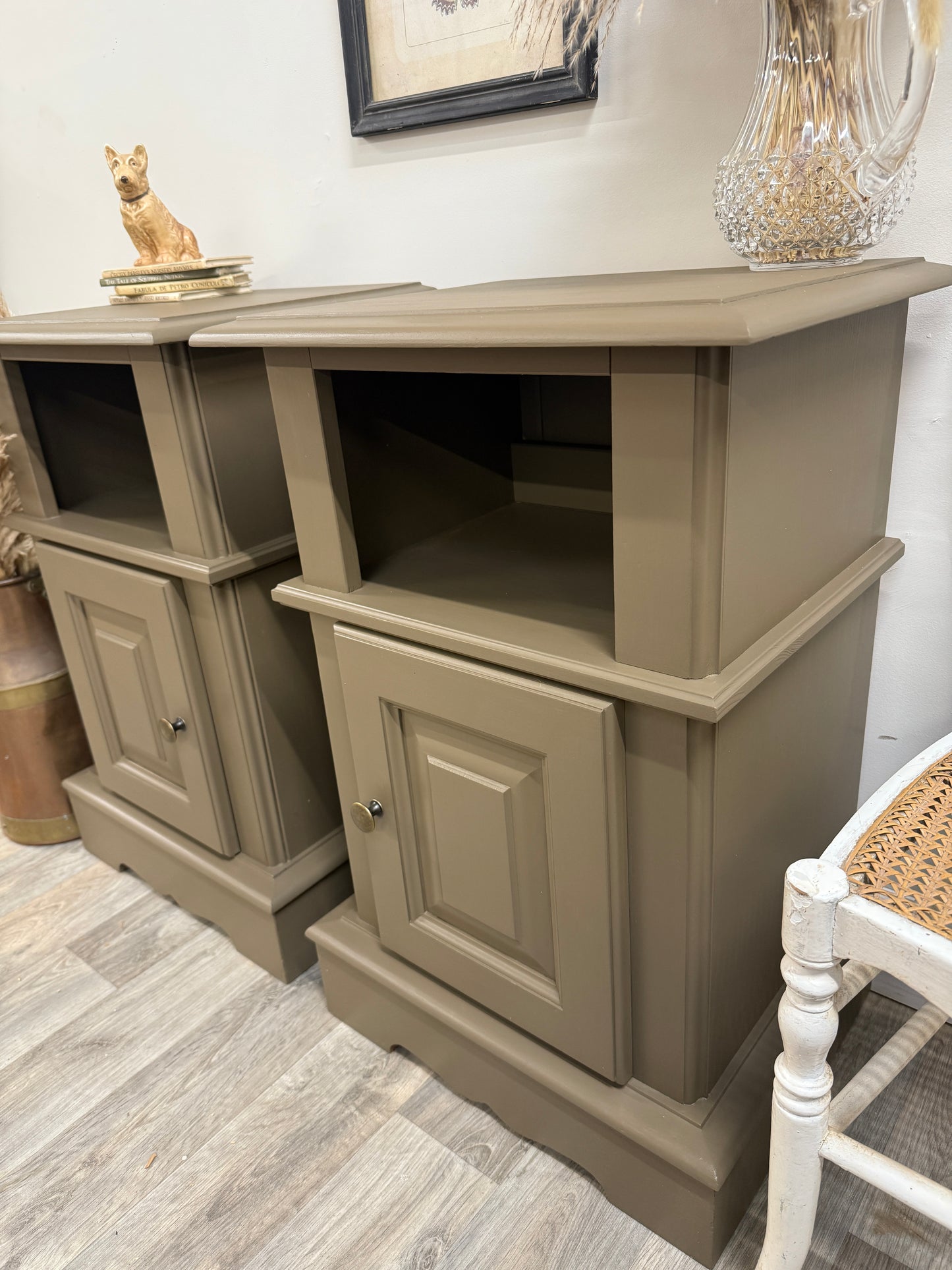 Pair of solid pine painted bedside cabinets