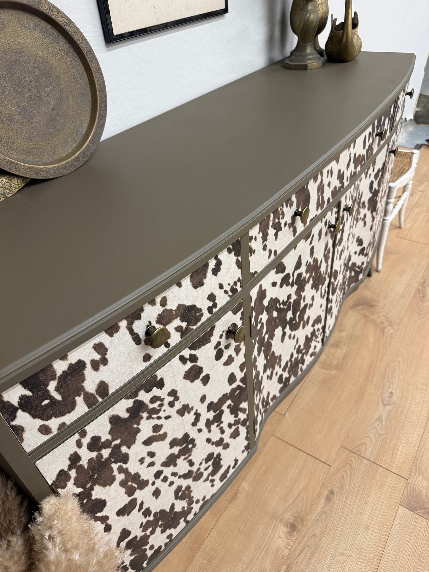 Cow Print Wallpaper Long Sideboard