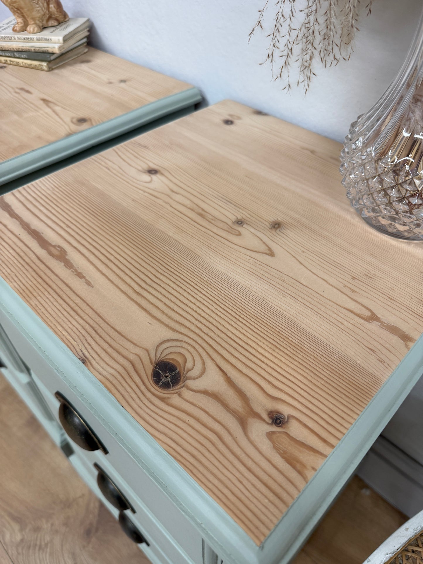 Pair of solid pine painted bedside drawers
