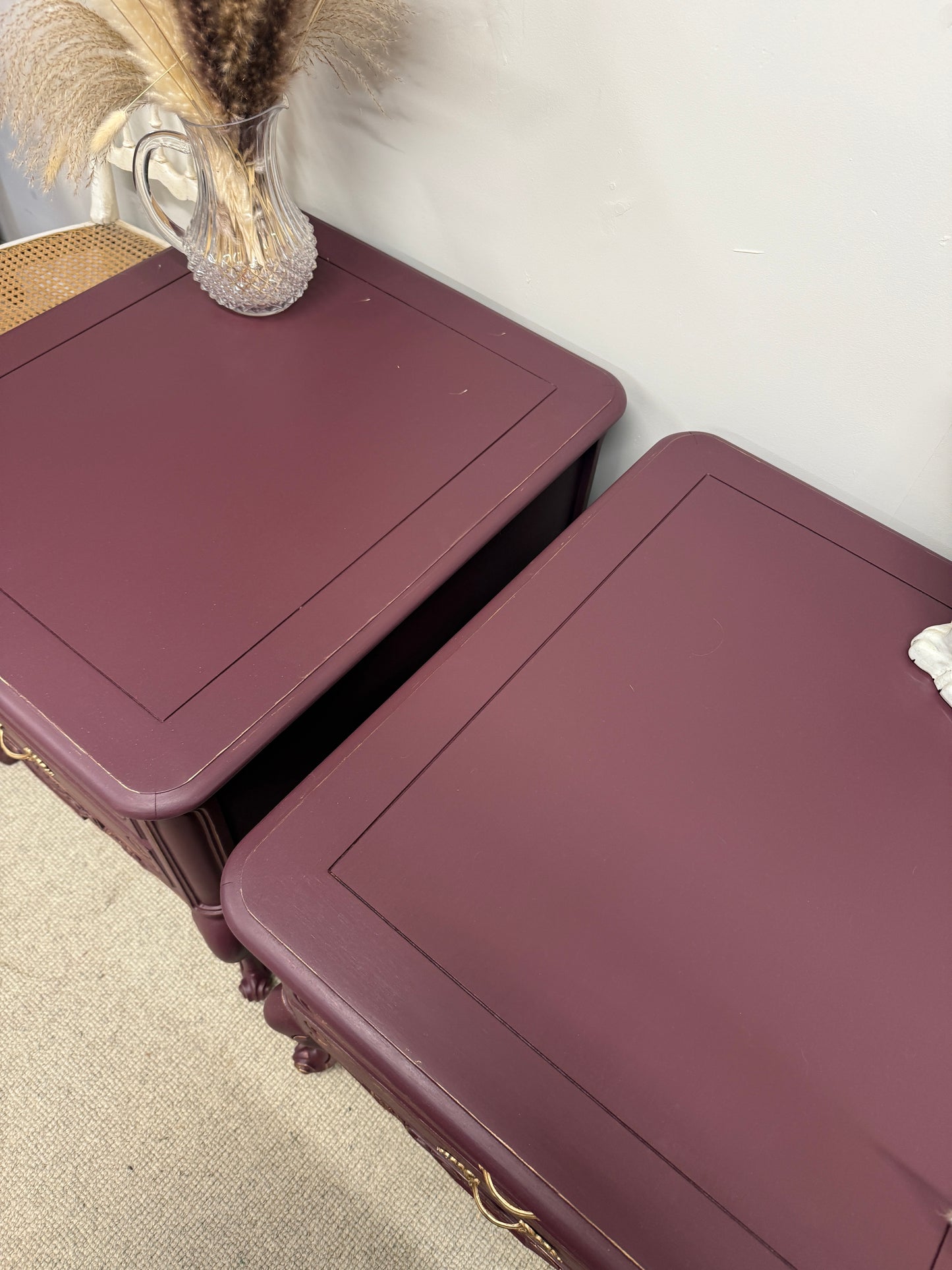 Pair of painted and gilded side tables