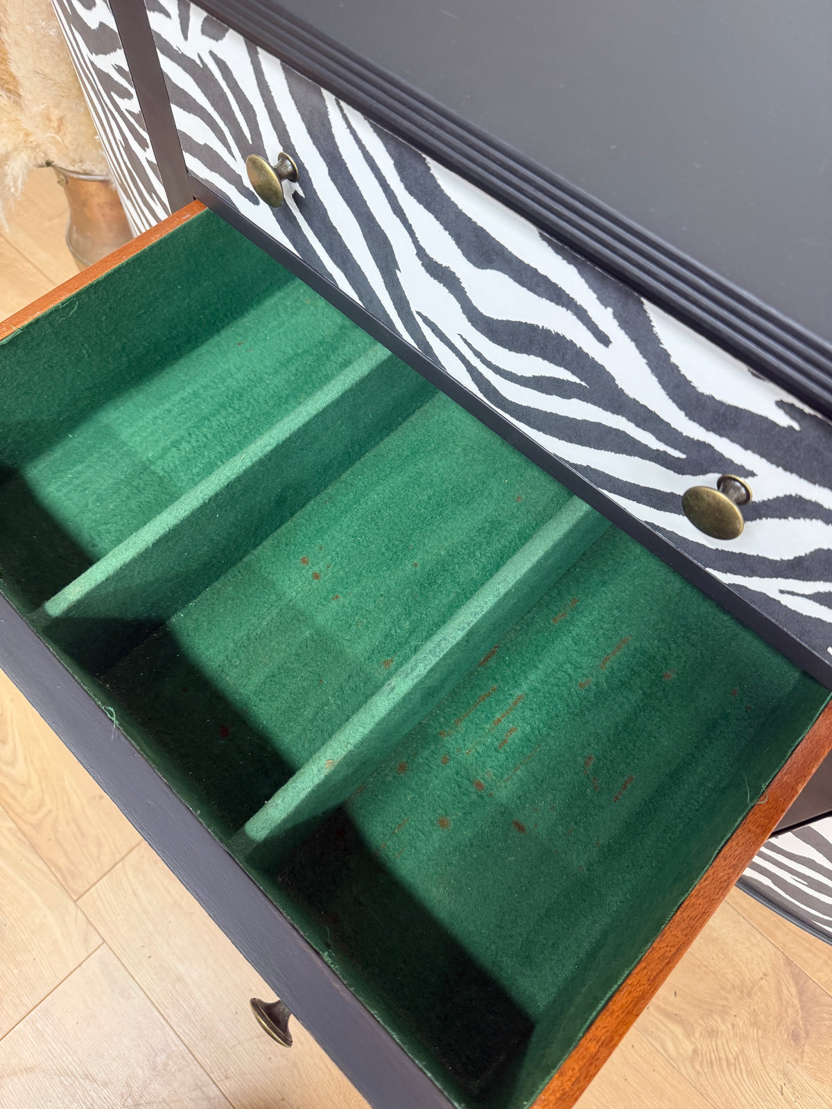 Vintage painted zebra sideboard