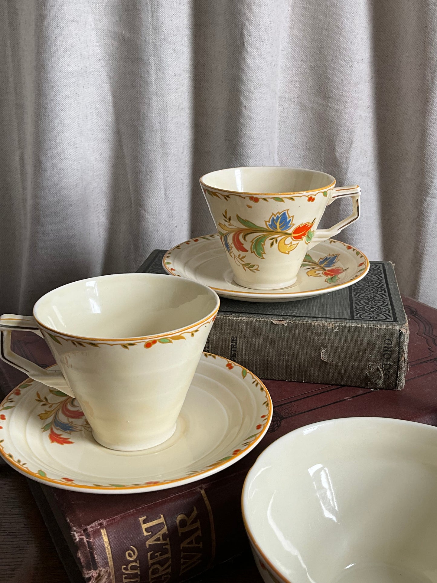 Vintage Grindley pair of teacup and saucer with sugar bowl