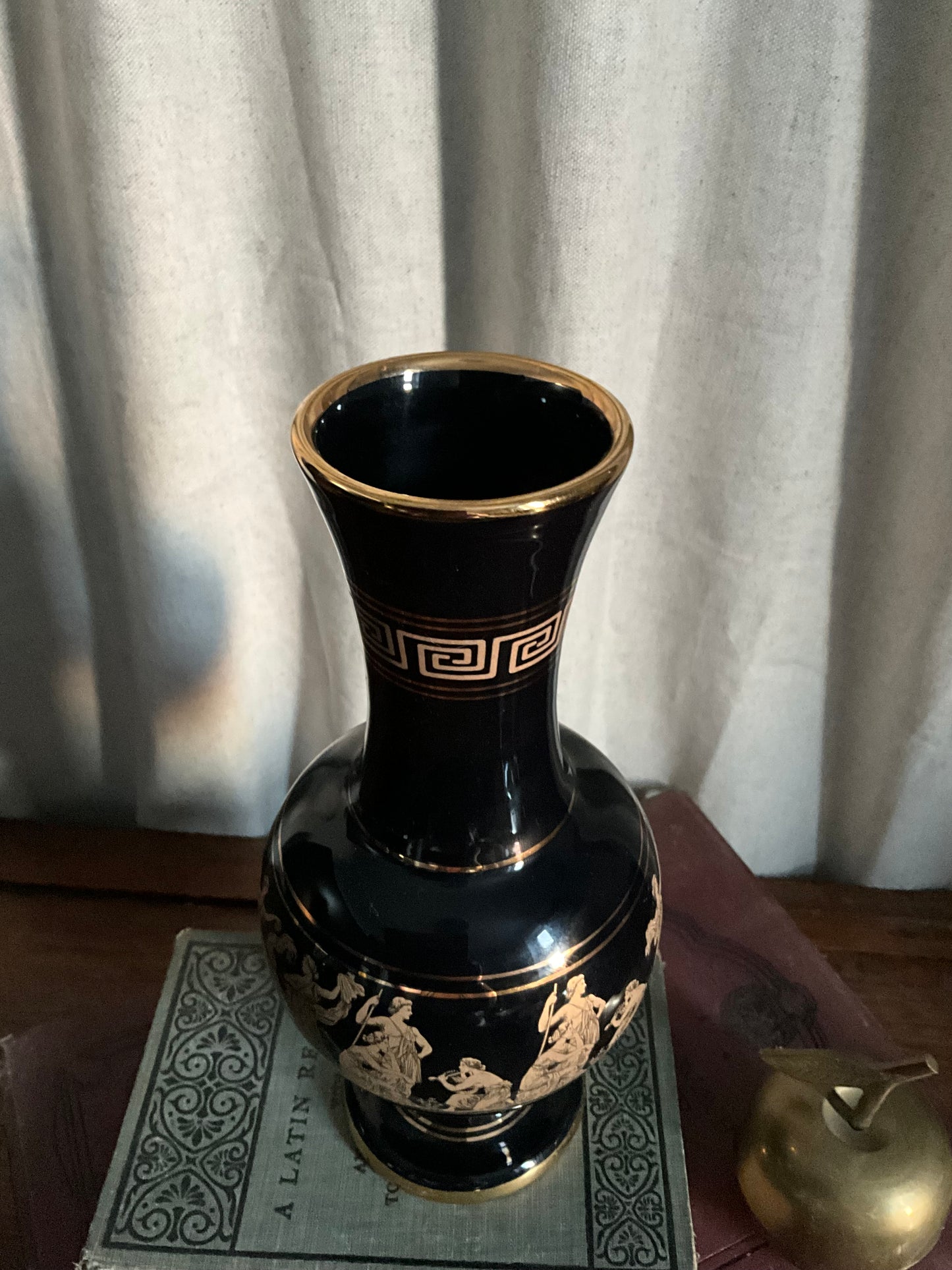 Vintage Greek black and gold vase