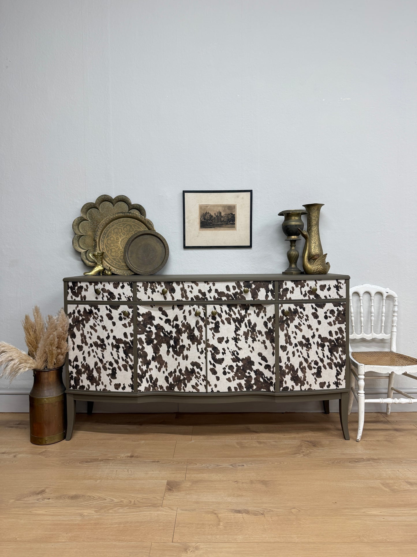 Cow Print Wallpaper Long Sideboard