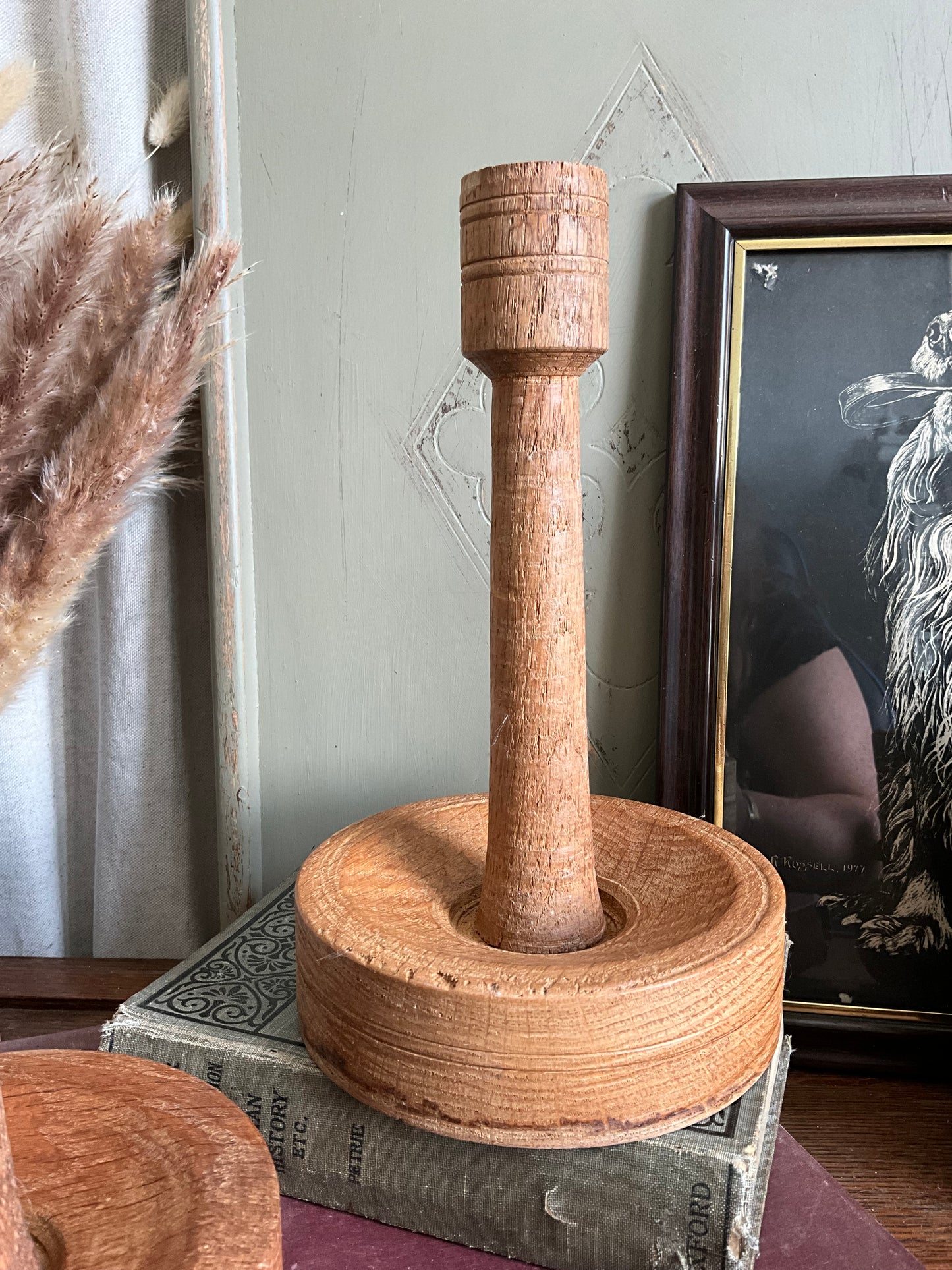 Pair of handmade oak candlestick holders