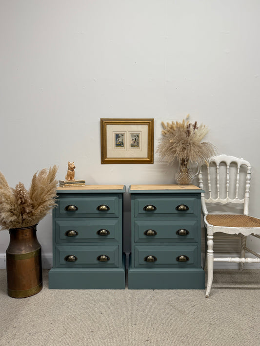 Pair of painted bedside cabinets