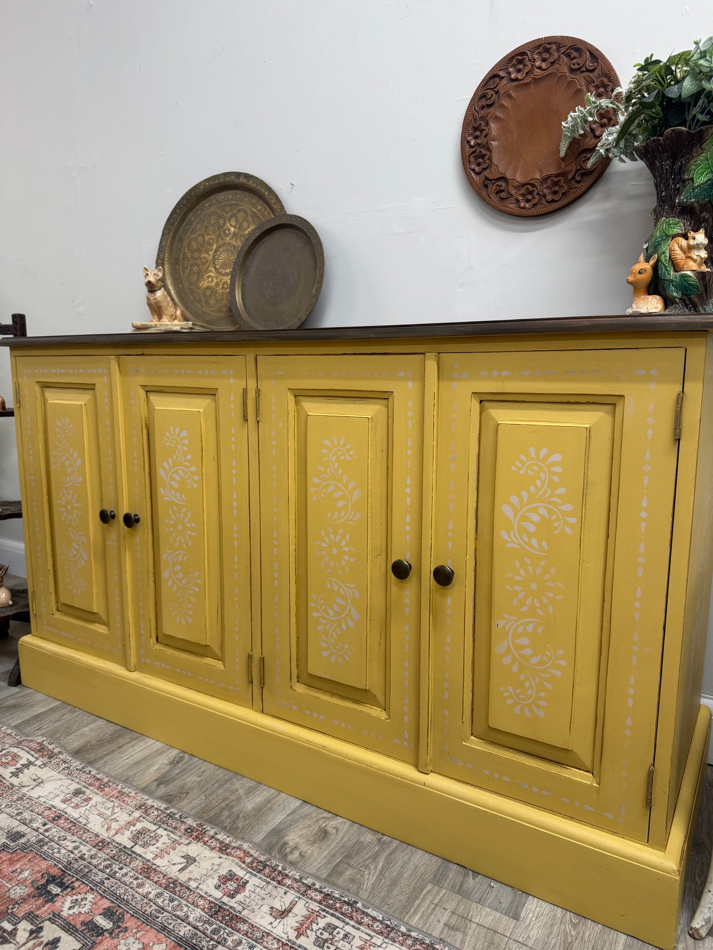 Solid pine painted sideboard cabinet