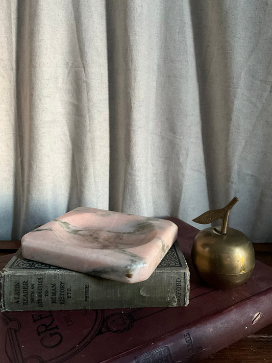 Vintage pink marble alabaster desk tray