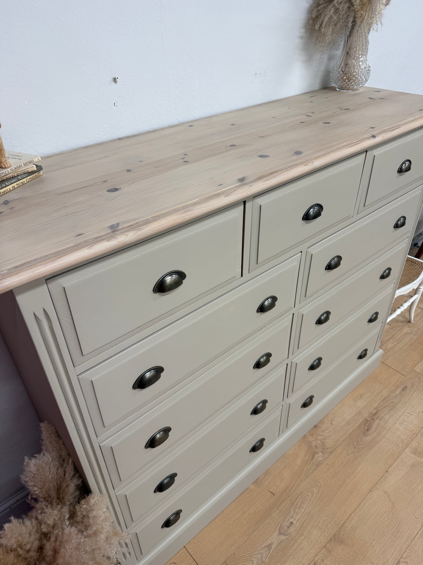 X large solid pine painted chest of drawers
