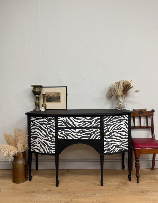Vintage painted zebra sideboard