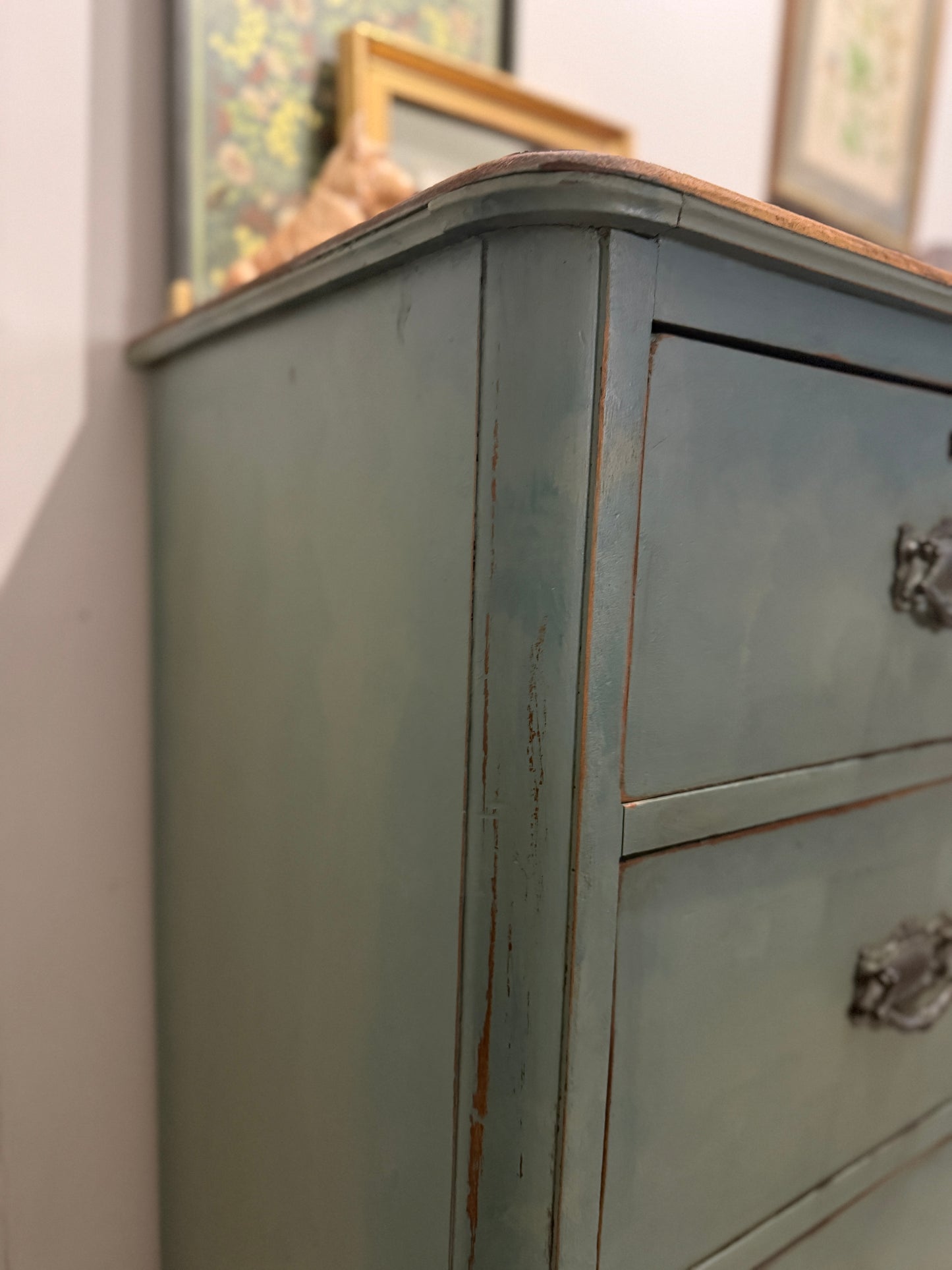 Dark Green Antique Painted Chest of Drawers