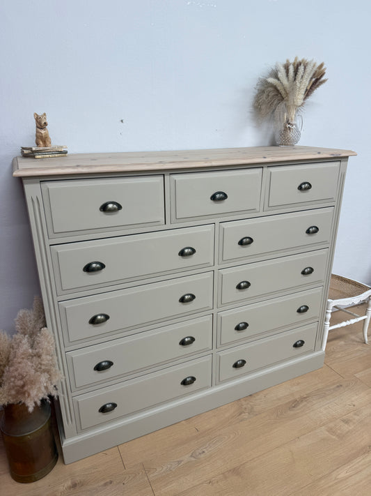 X large solid pine painted chest of drawers