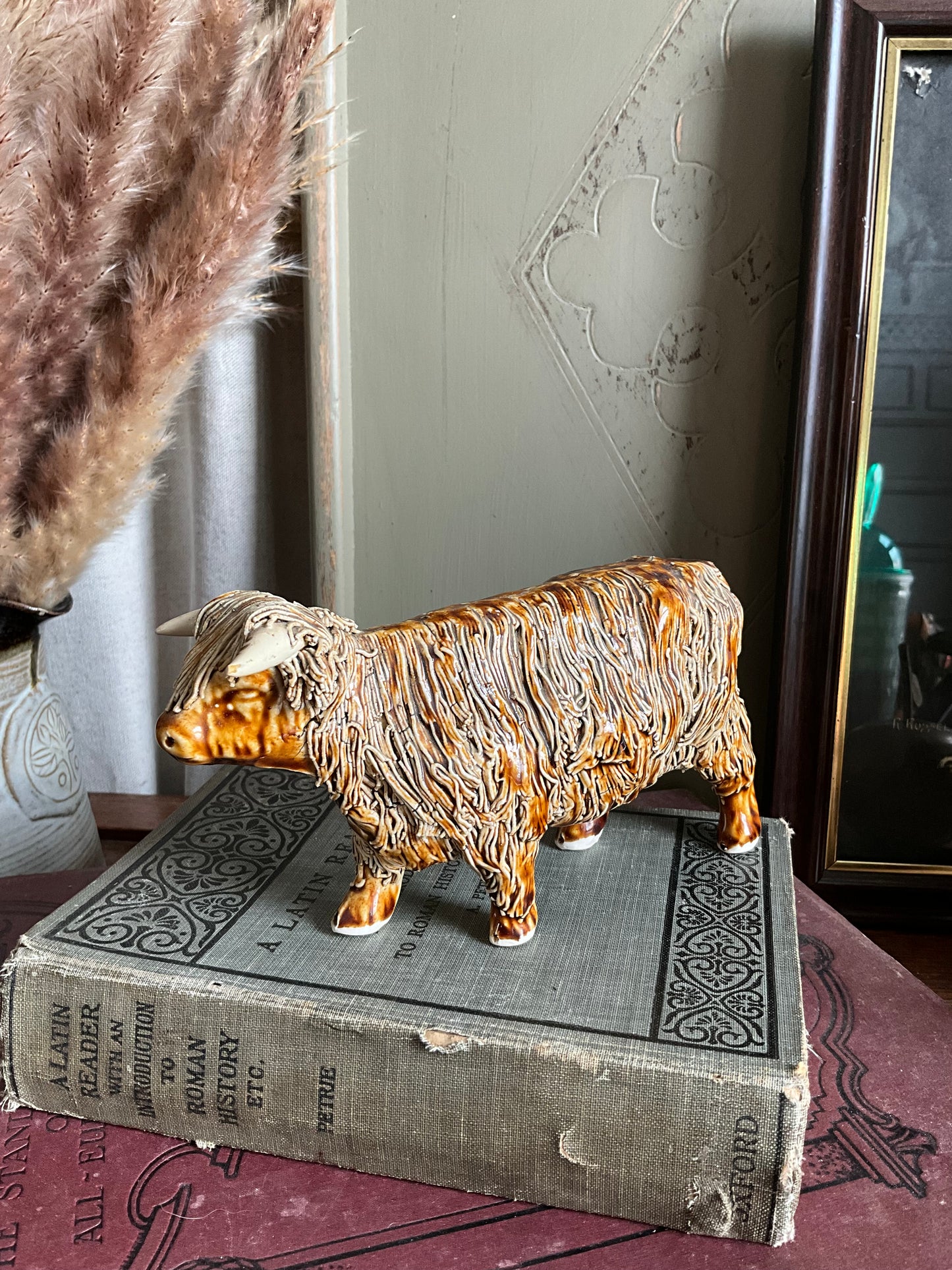 Vintage Scottish pottery cow figurine