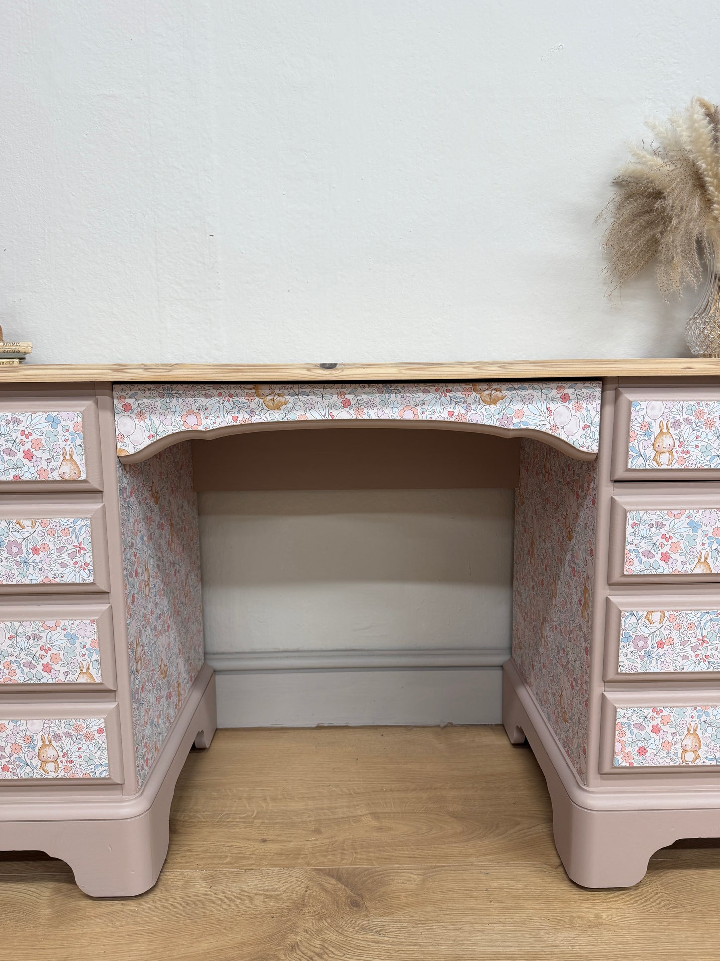 Solid pine bunny wallpaper dressing table desk