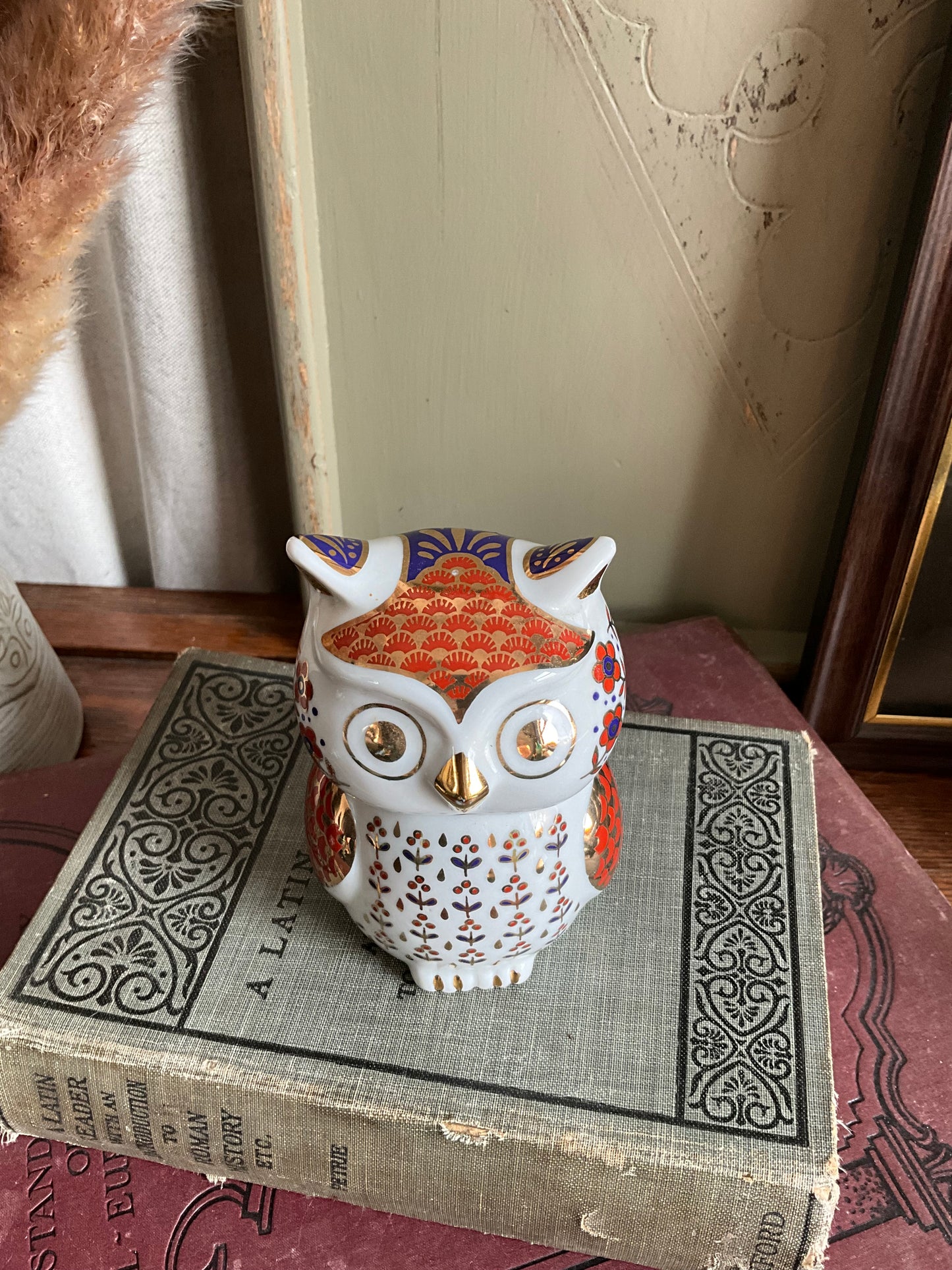 Vintage crown derby style owl figurine