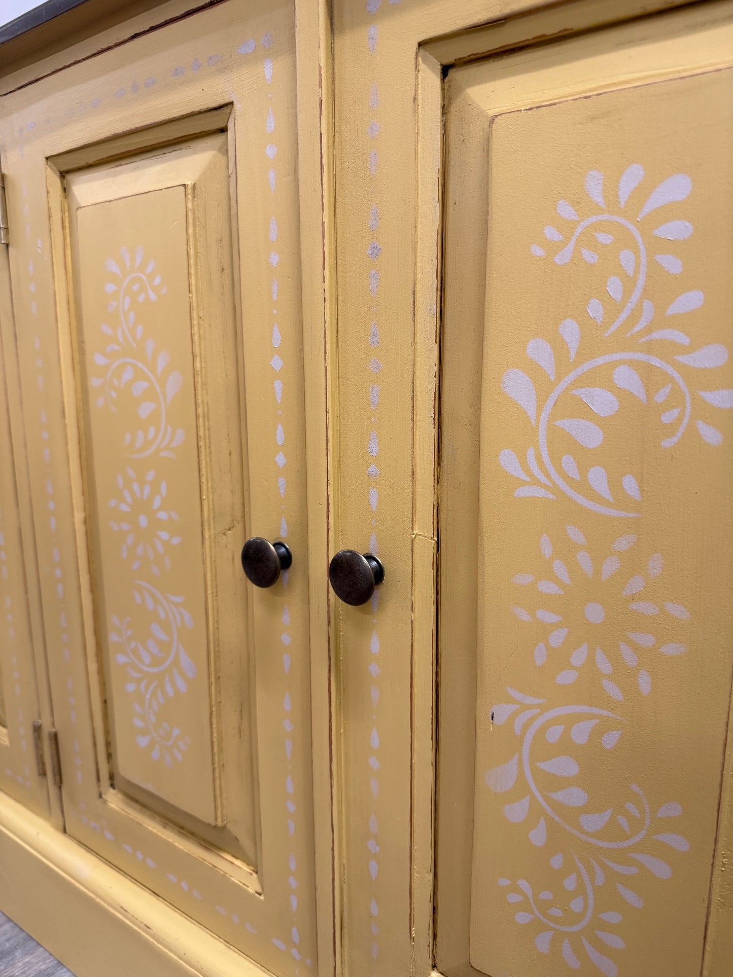 Solid pine painted sideboard cabinet