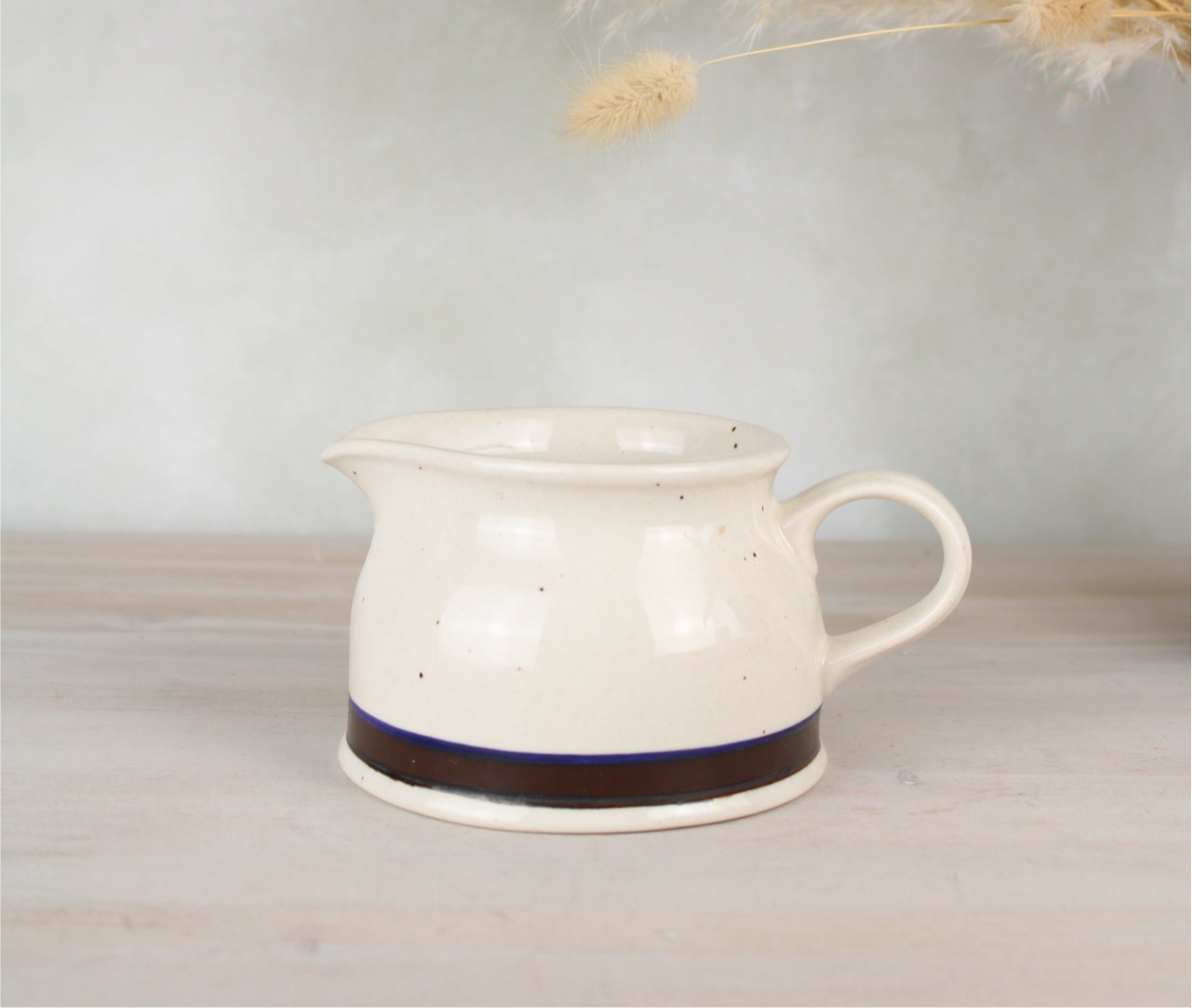 Brown Stripe Ceramic Farmhouse Style Sauce Jug