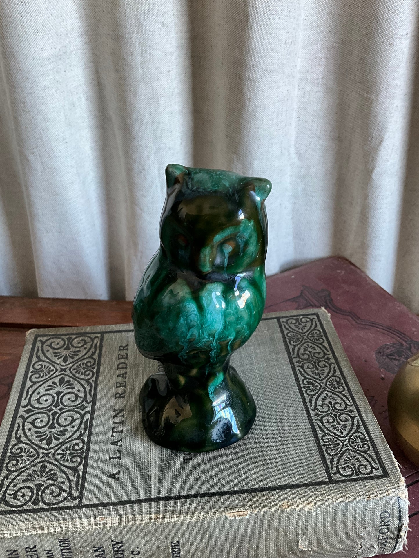 Blue mountain green owl figurine