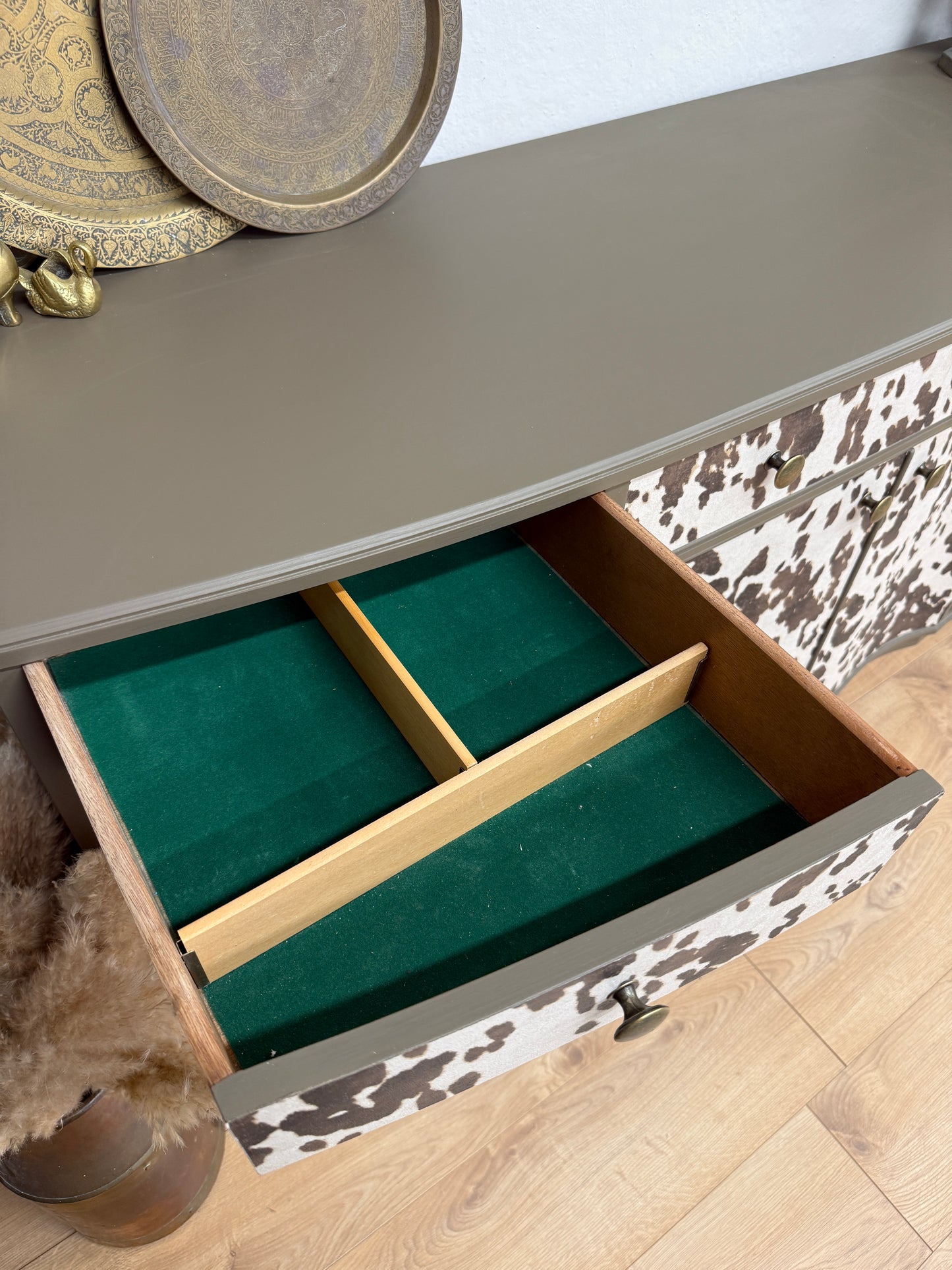 Cow Print Wallpaper Long Sideboard
