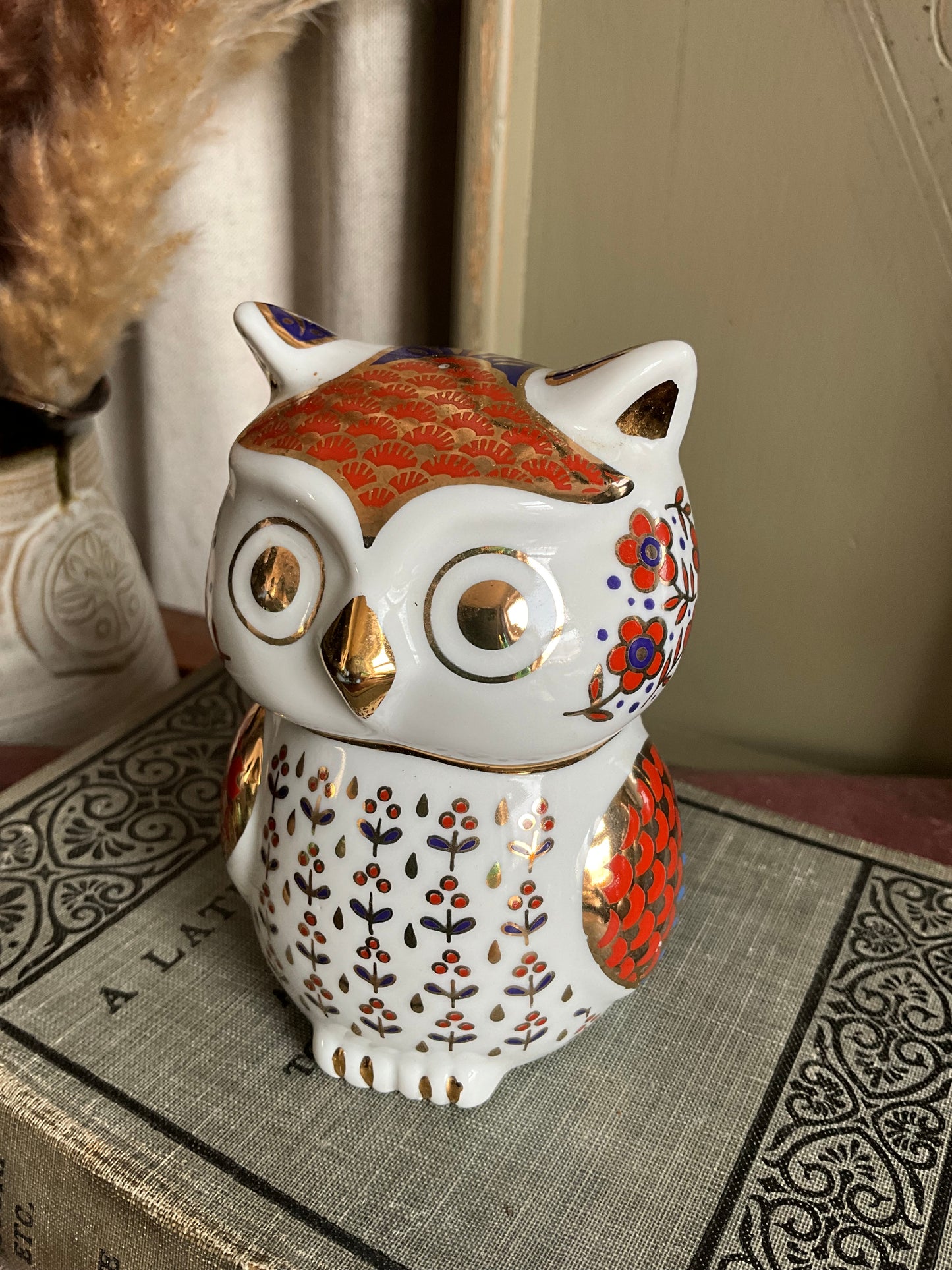 Vintage crown derby style owl figurine