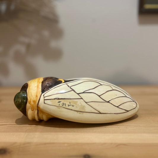 French Ceramic Cicada Moth Wall Pocket