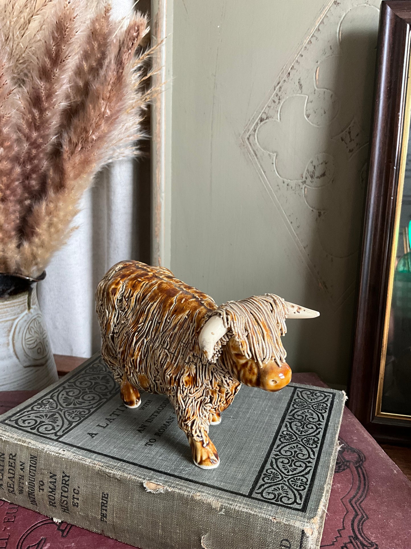 Vintage Scottish pottery cow figurine