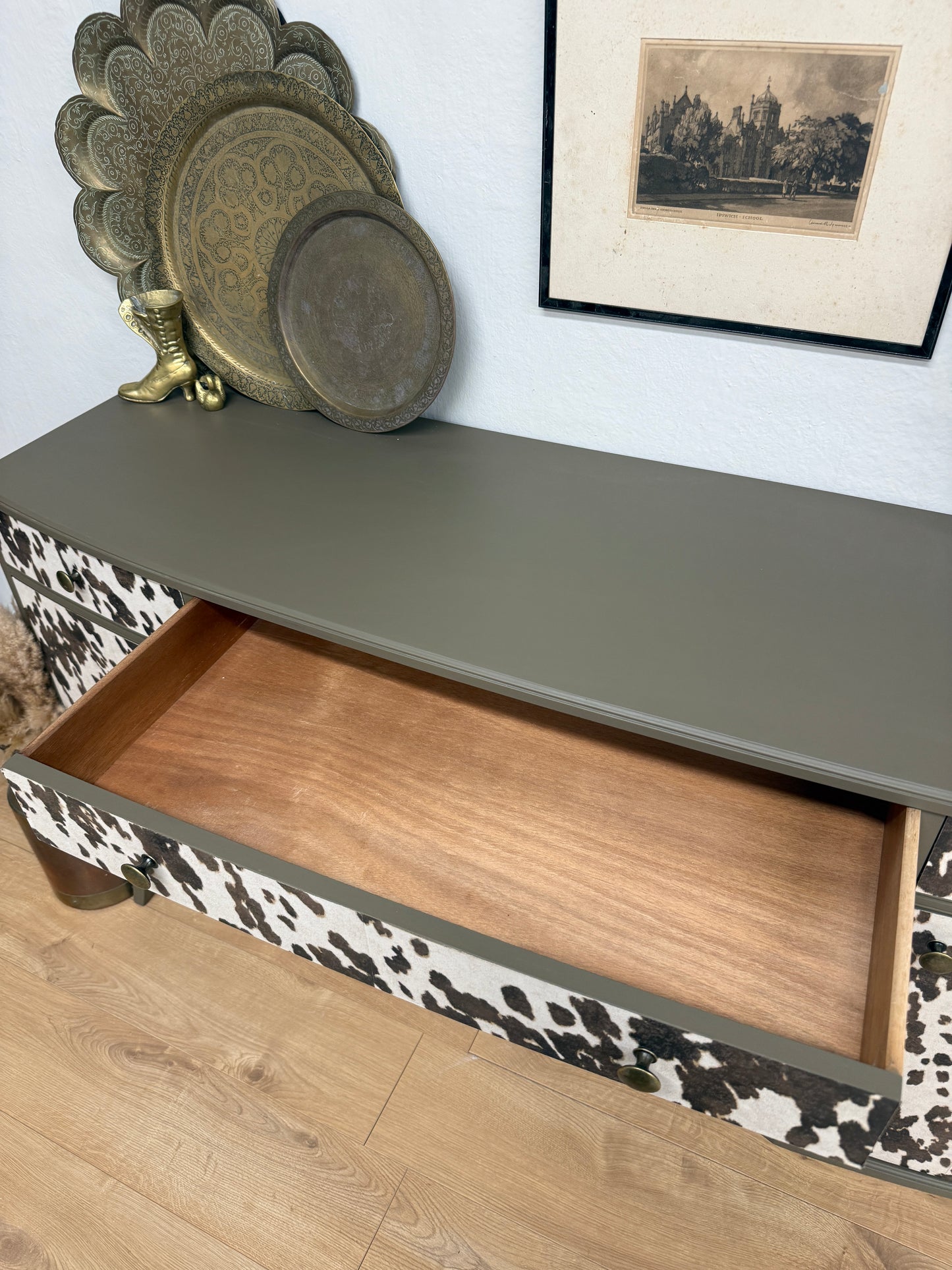 Cow Print Wallpaper Long Sideboard