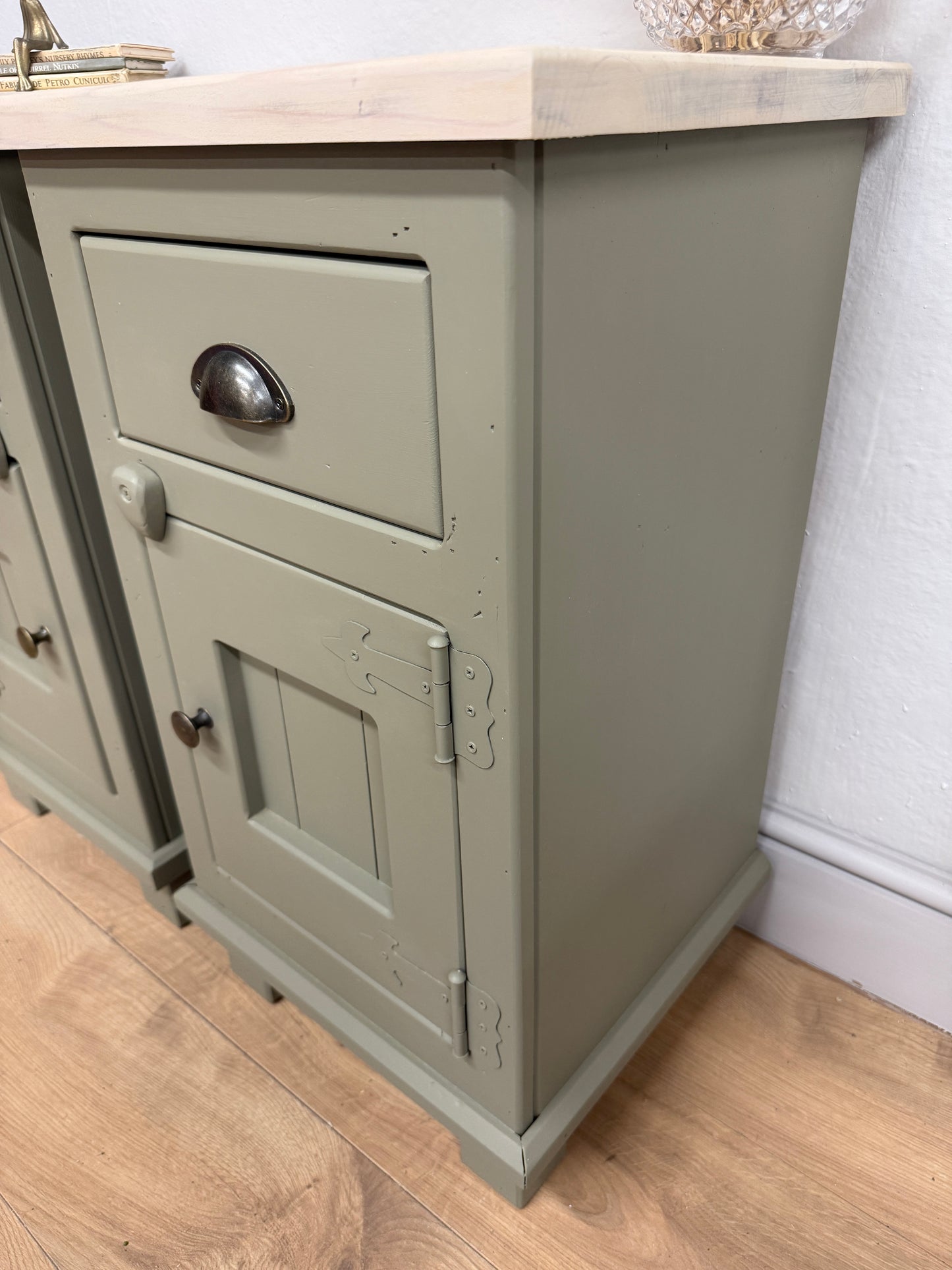 Pair of Rustic Solid Pine Bedside Cabinets