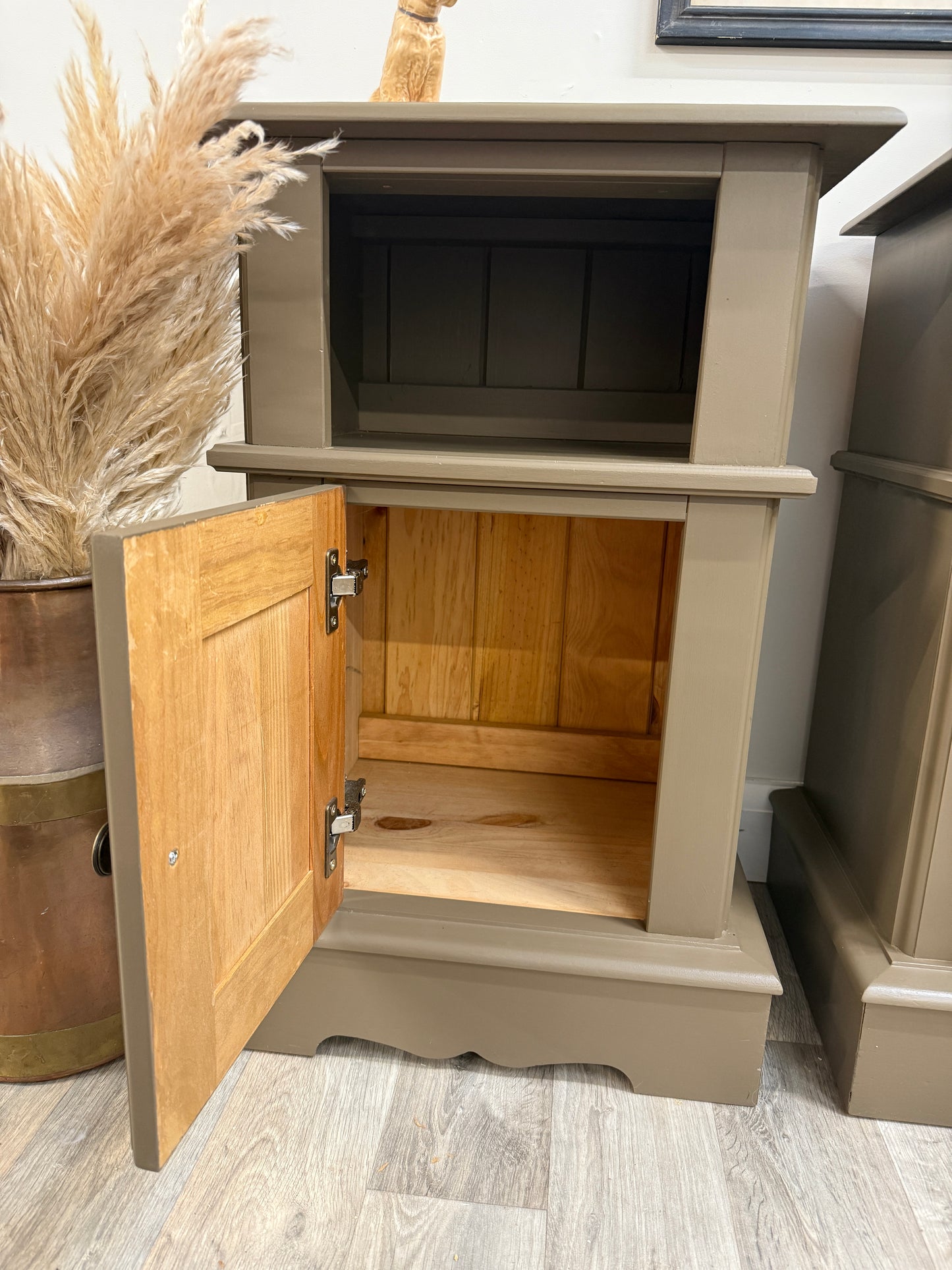 Pair of solid pine painted bedside cabinets