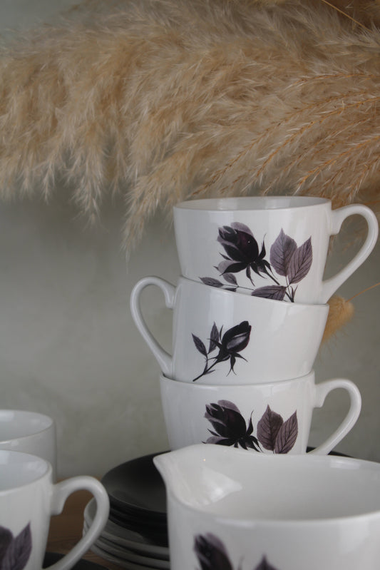 Set of 4 British Anchor ‘Romance’ Teacup Trios