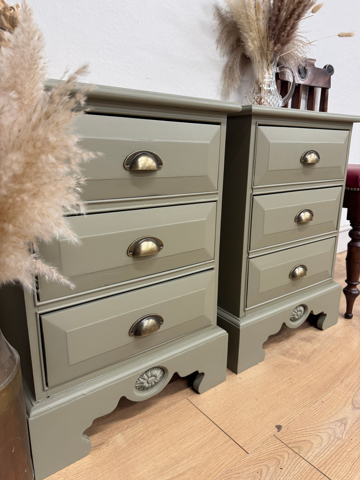 Pair of solid pine painted bedside cabinets