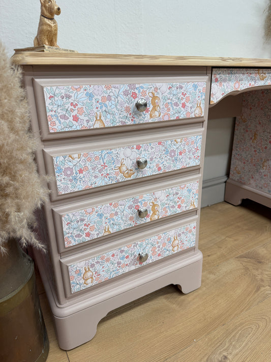 Solid pine bunny wallpaper dressing table desk